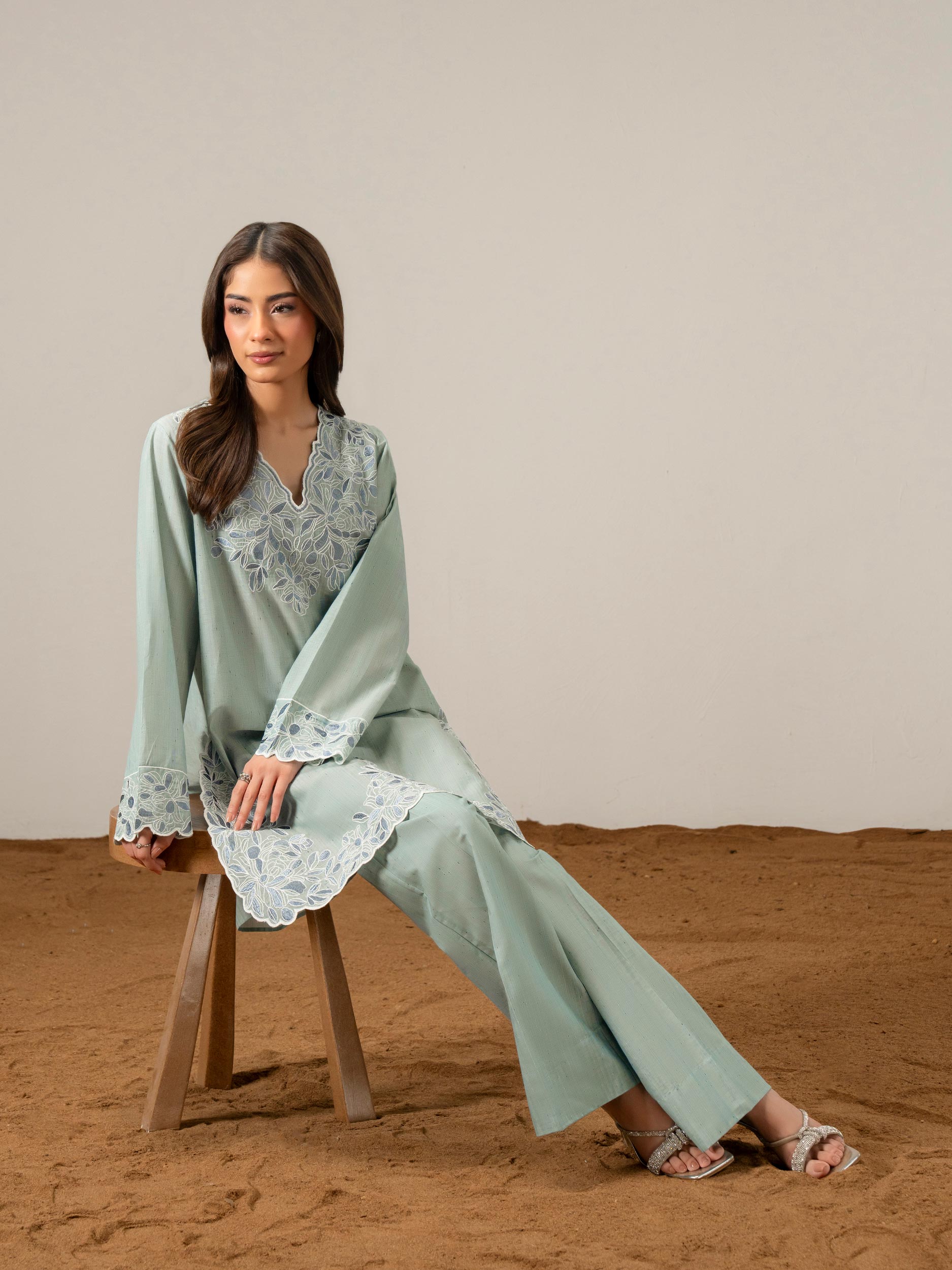 2 Piece Viscose Suit- Embroidered (Pret)