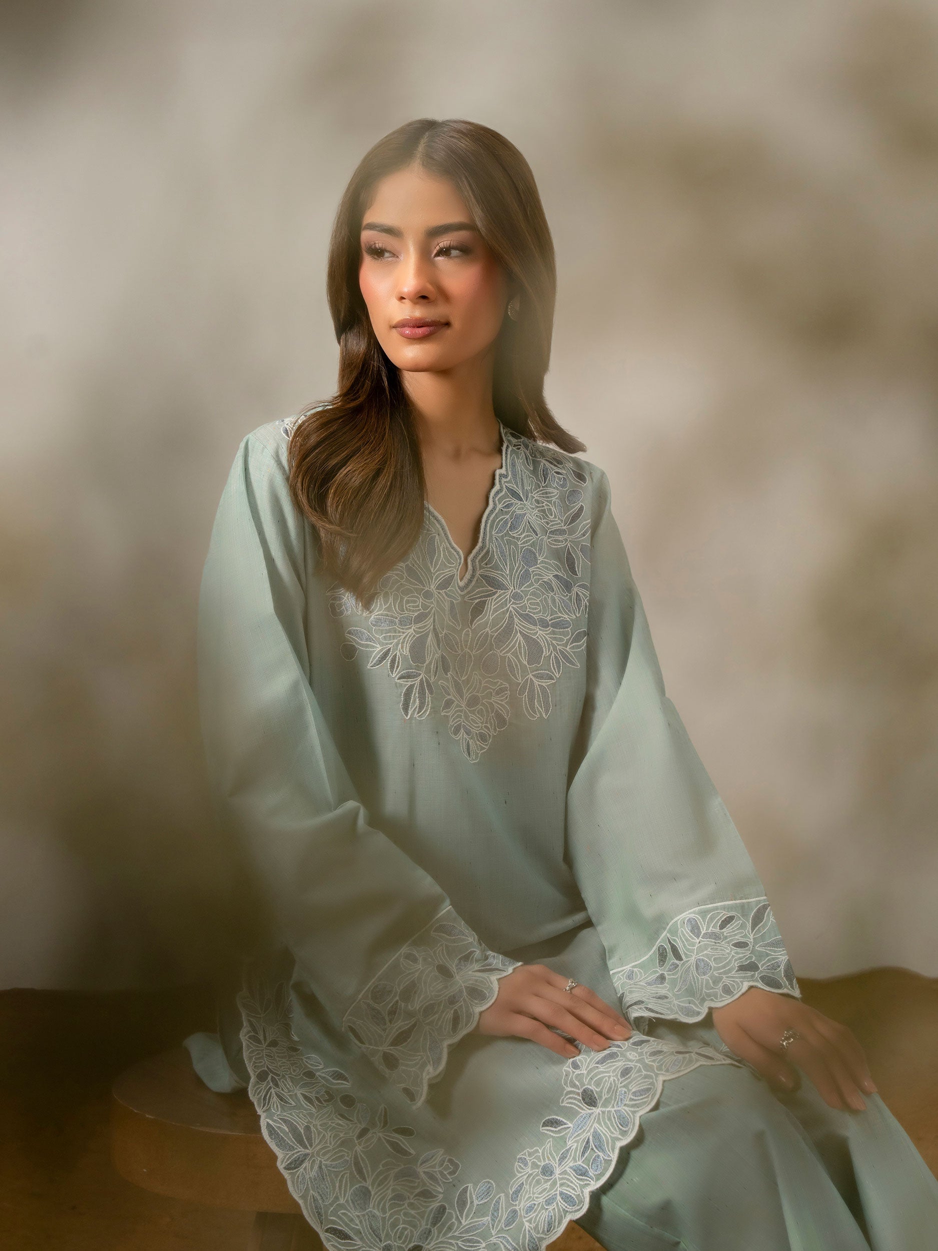 2 Piece Viscose Suit- Embroidered (Pret)