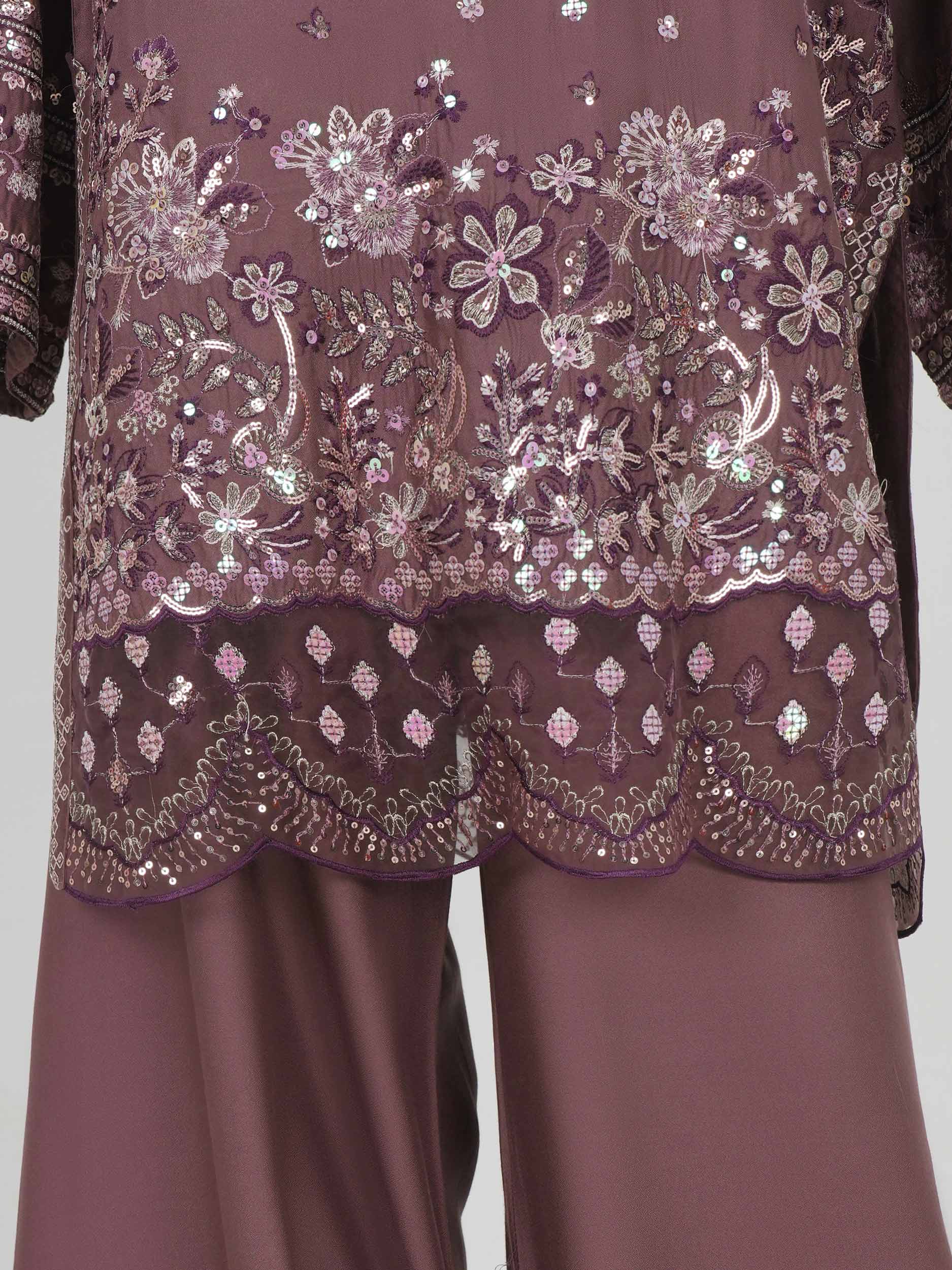 3 Piece Crepe Suit- Embroidered (Pret)