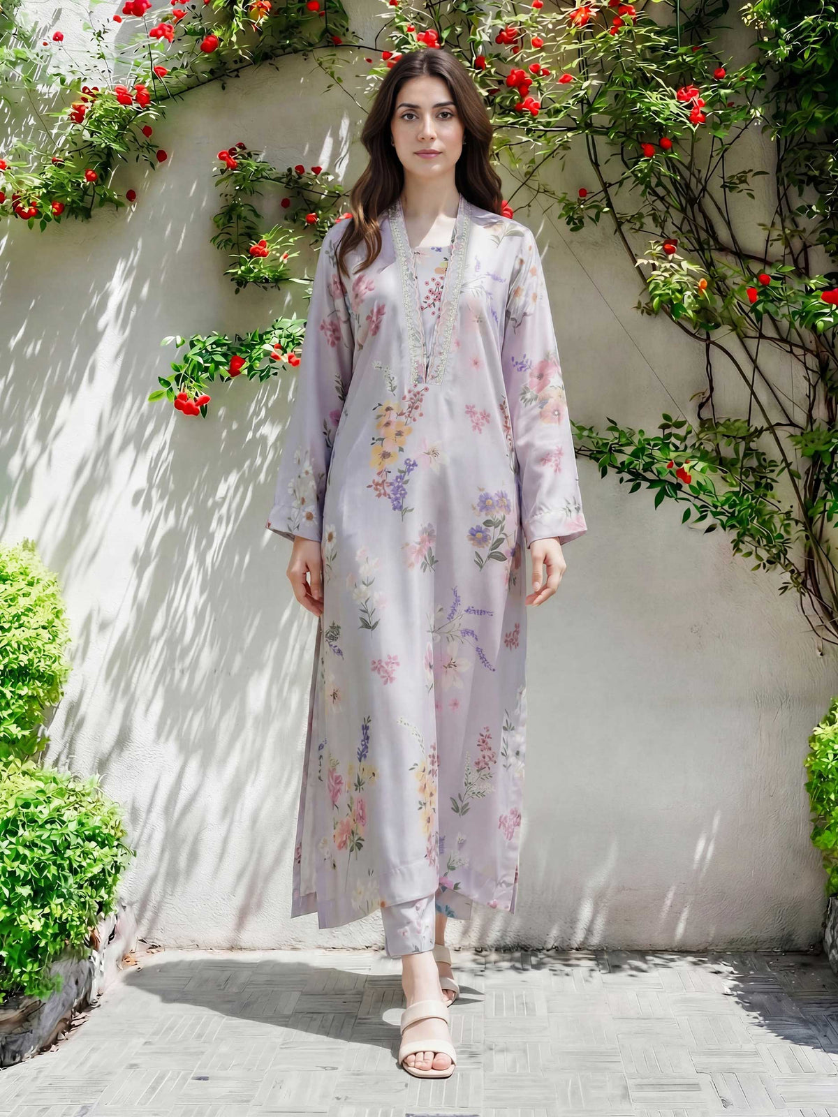 2 Piece Silk Suit- Embroidered (Pret)