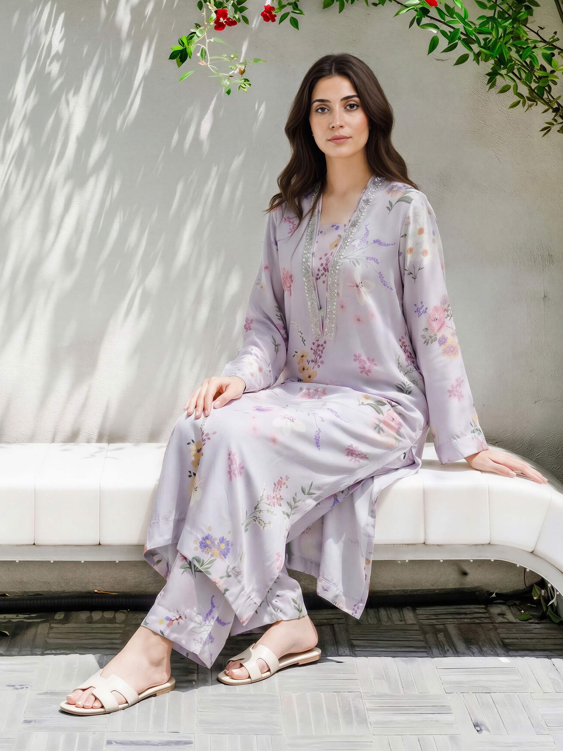 2 Piece Silk Suit- Embroidered (Pret)