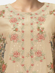 3 Piece Slub Khaddar Suit- Embroidered (Pret)