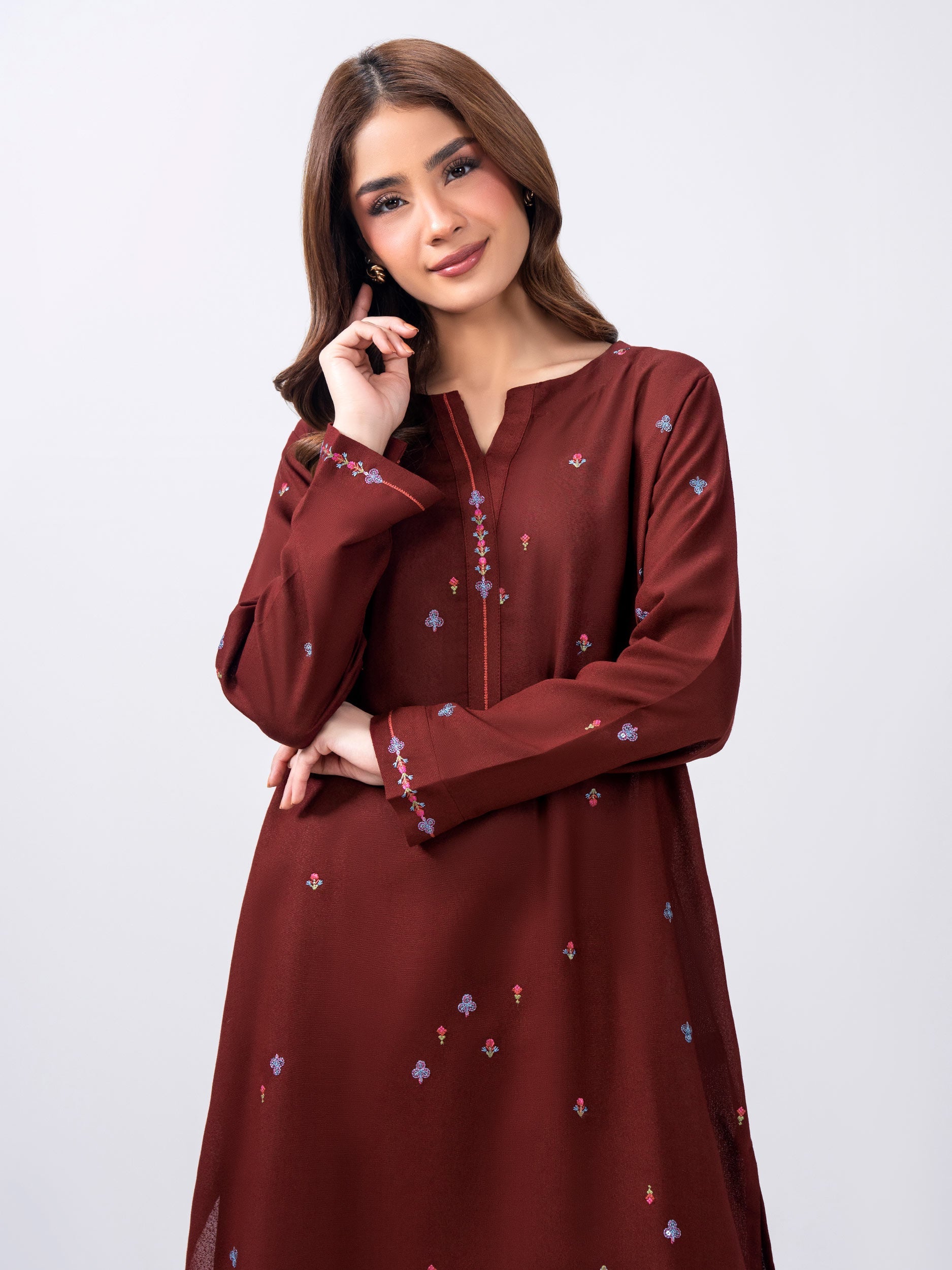2 Piece Karandi Suit- Embroidered (Pret)