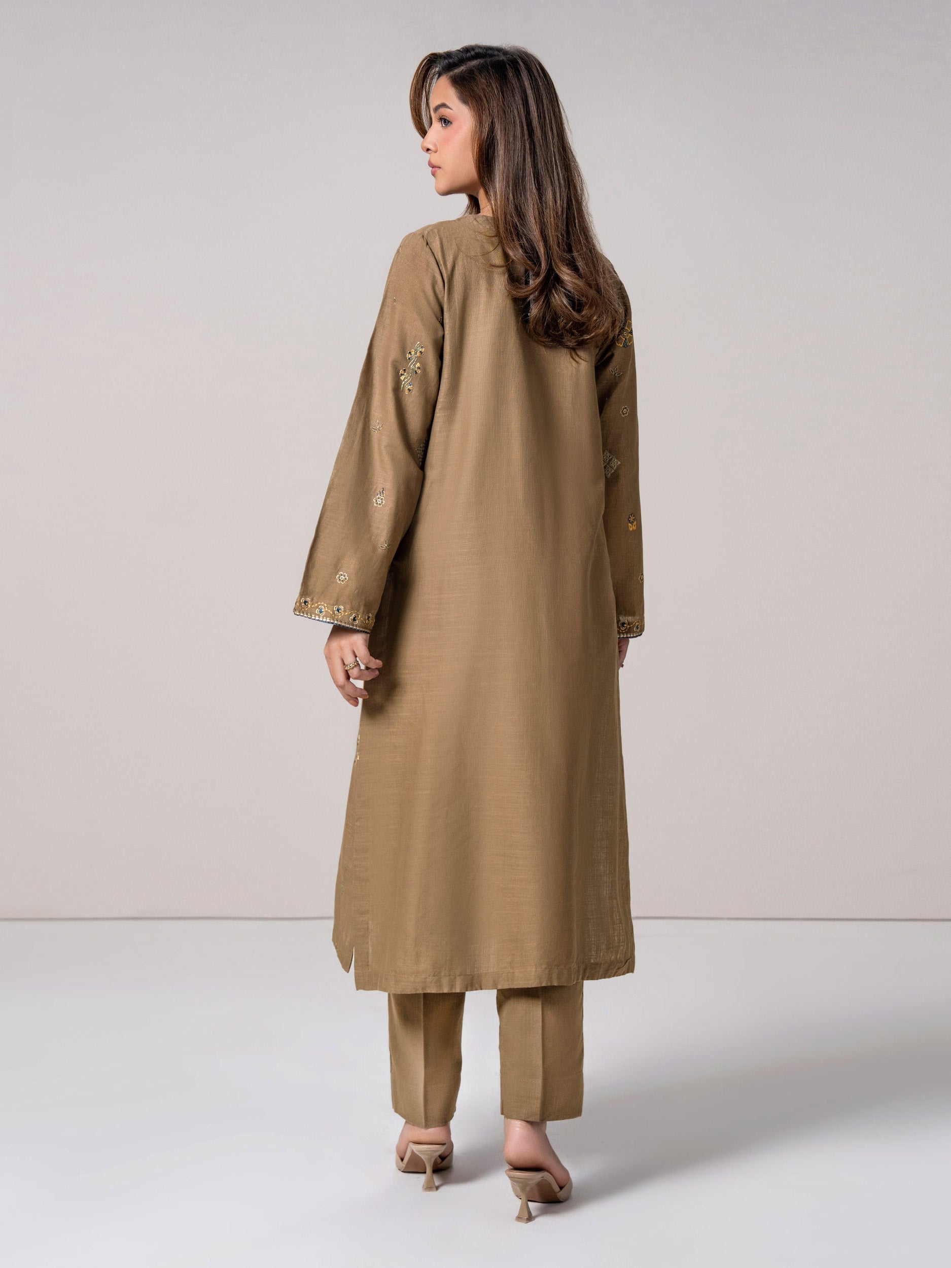 2 Piece Slub Khaddar Suit- Embroidered (Pret)