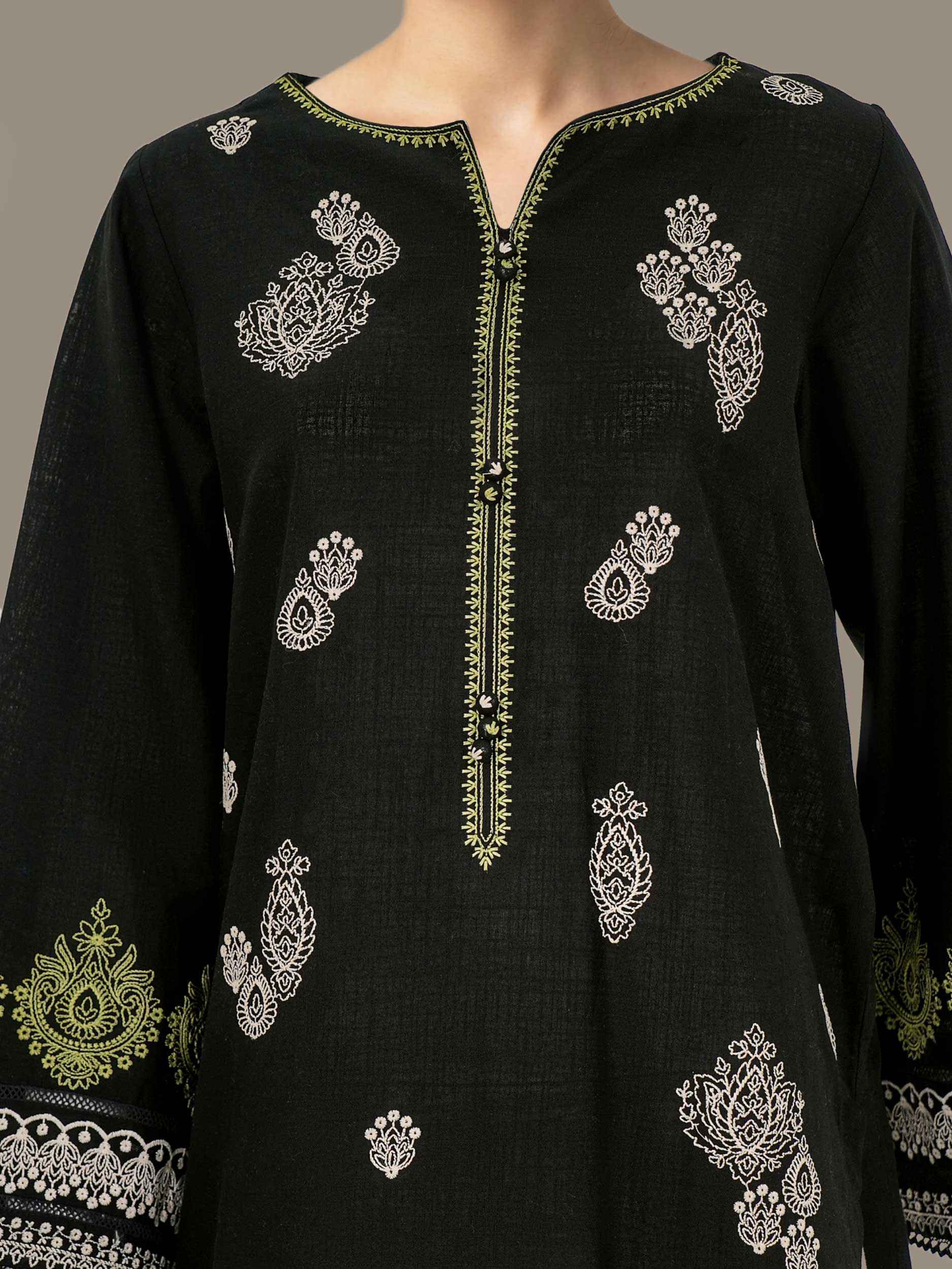 3 Piece Slub Khaddar- Embroidered (Pret)