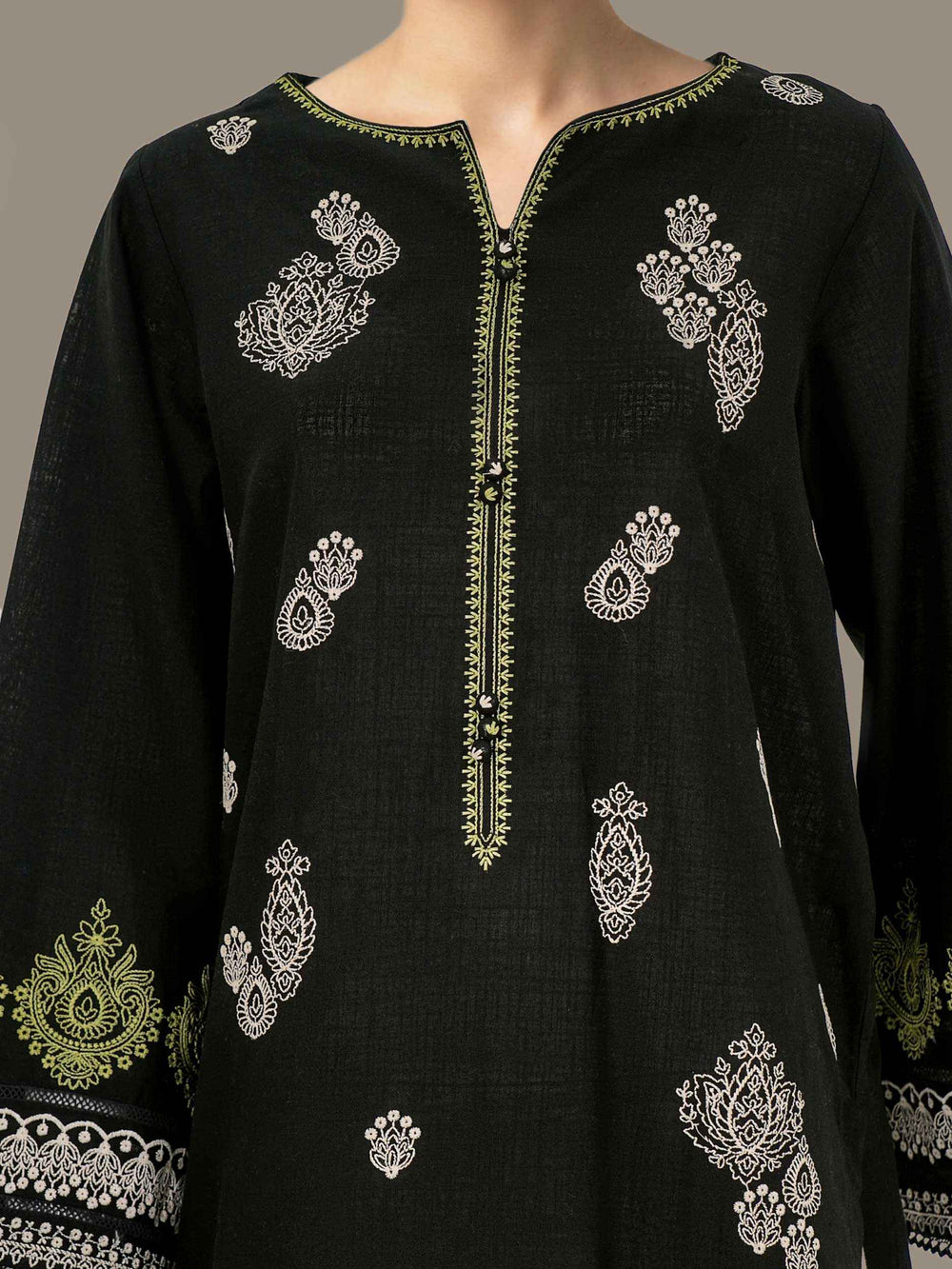 3 Piece Slub Khaddar- Embroidered (Pret)