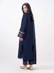 3 Piece Slub Khaddar Suit- Embroidered (Pret)