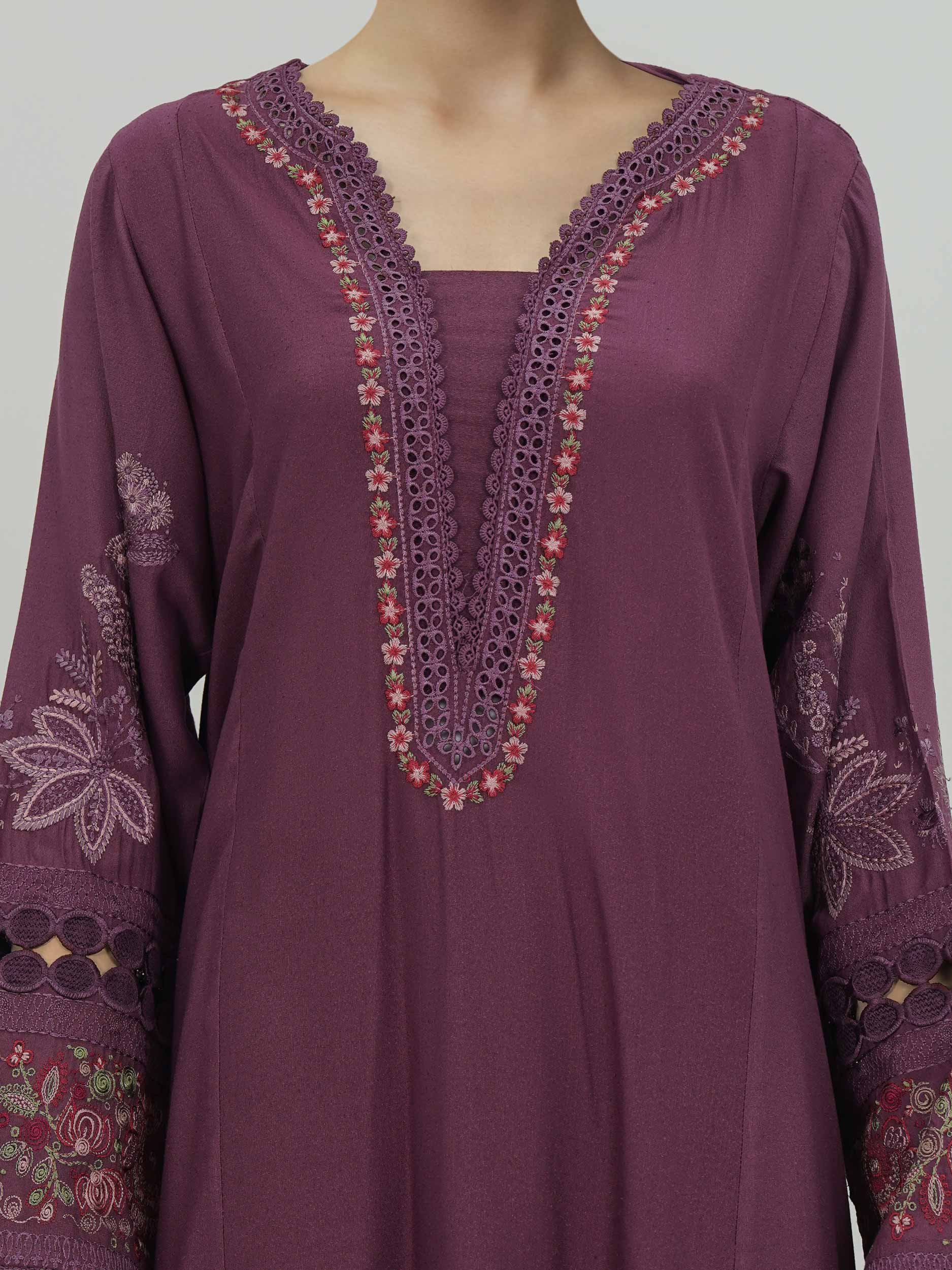 3 Piece Karandi Suit- Embroidered (Pret)
