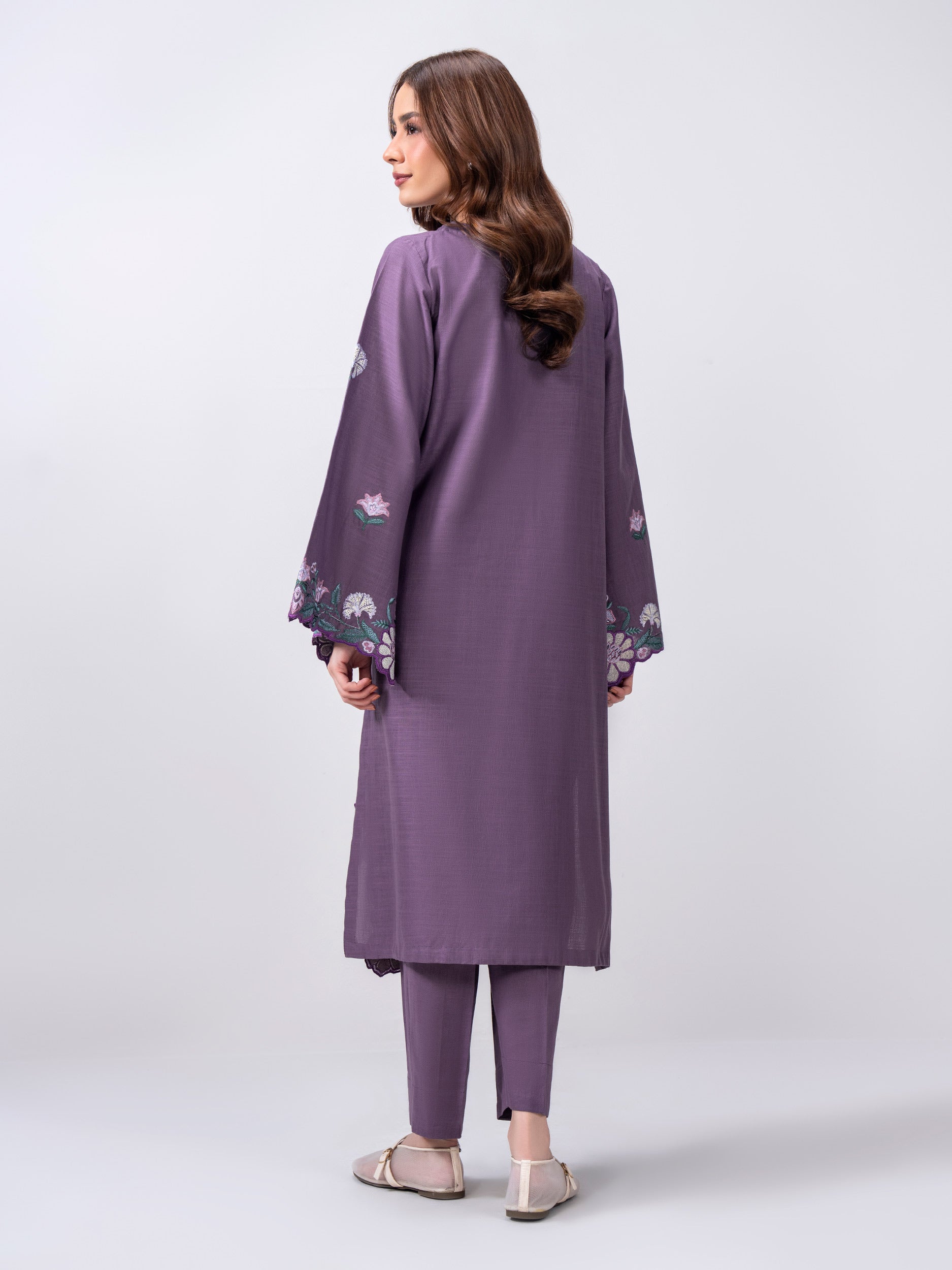 2 Piece Slub Khaddar Suit- Embroidered (Pret)