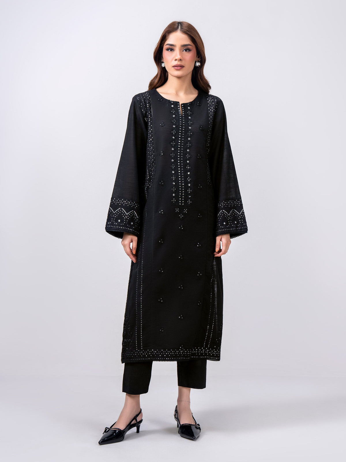 2 Piece Slub Khaddar Suit- Embroidered (Pret)