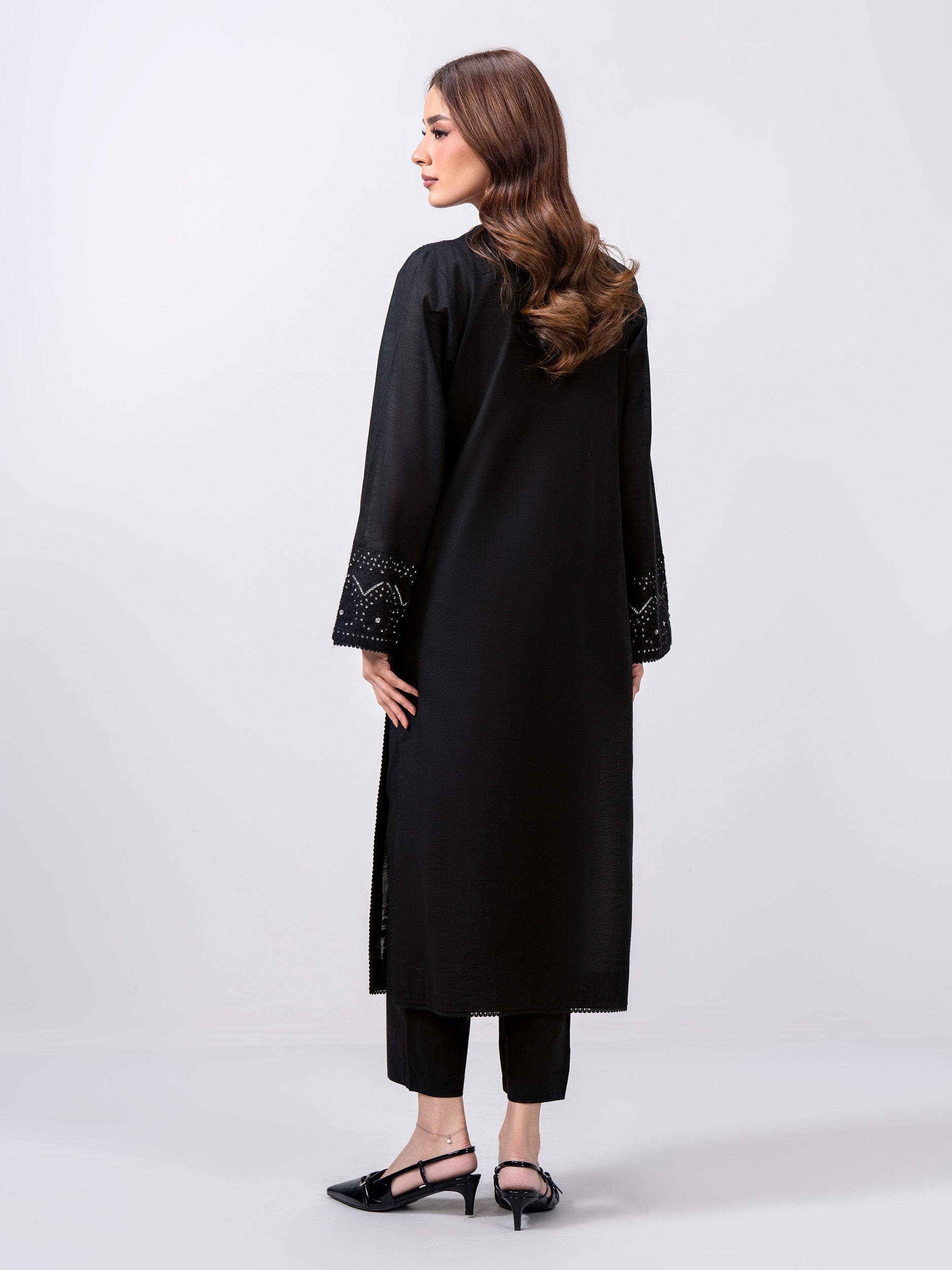 2 Piece Slub Khaddar Suit- Embroidered (Pret)