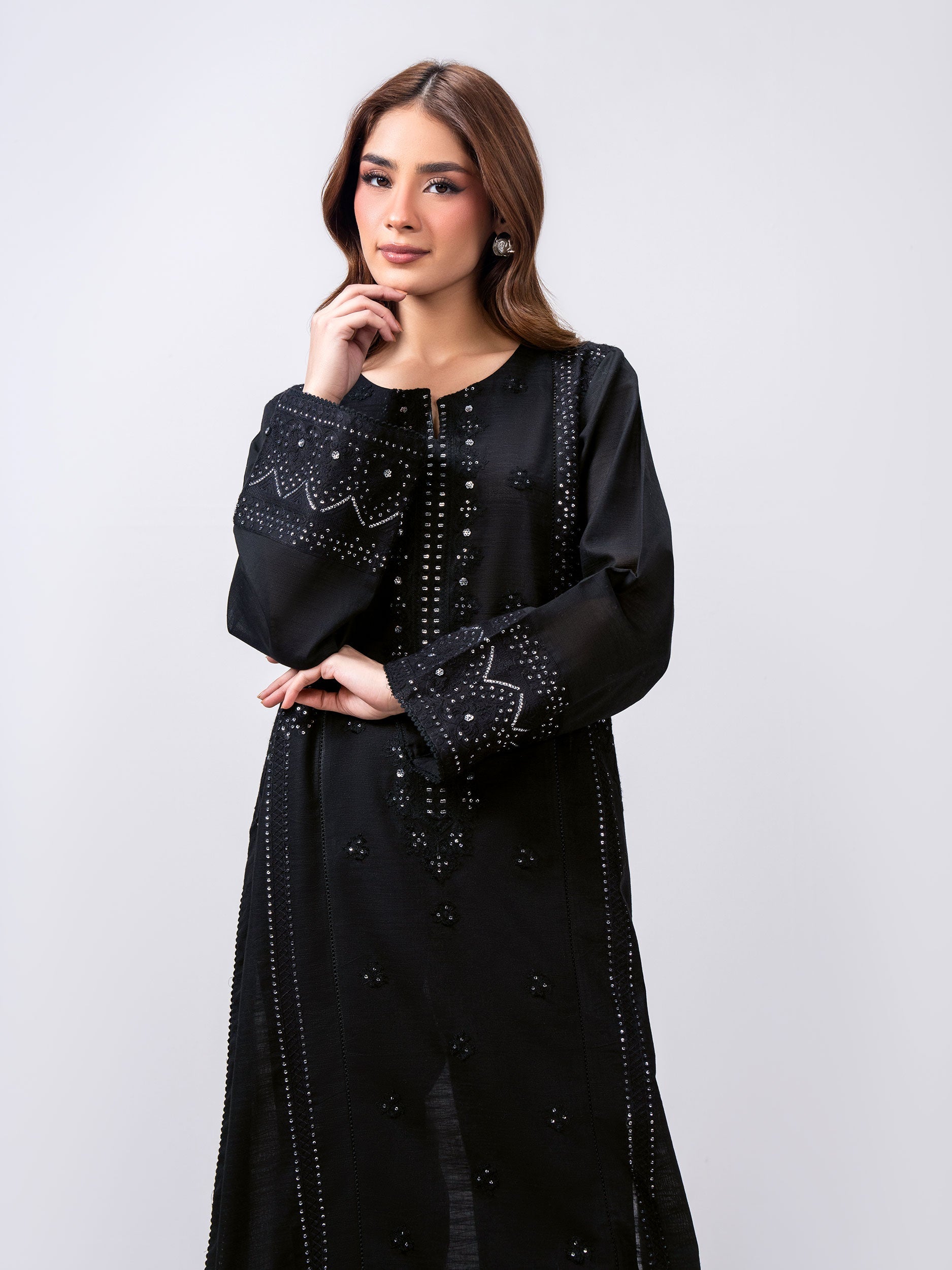 2 Piece Slub Khaddar Suit- Embroidered (Pret)