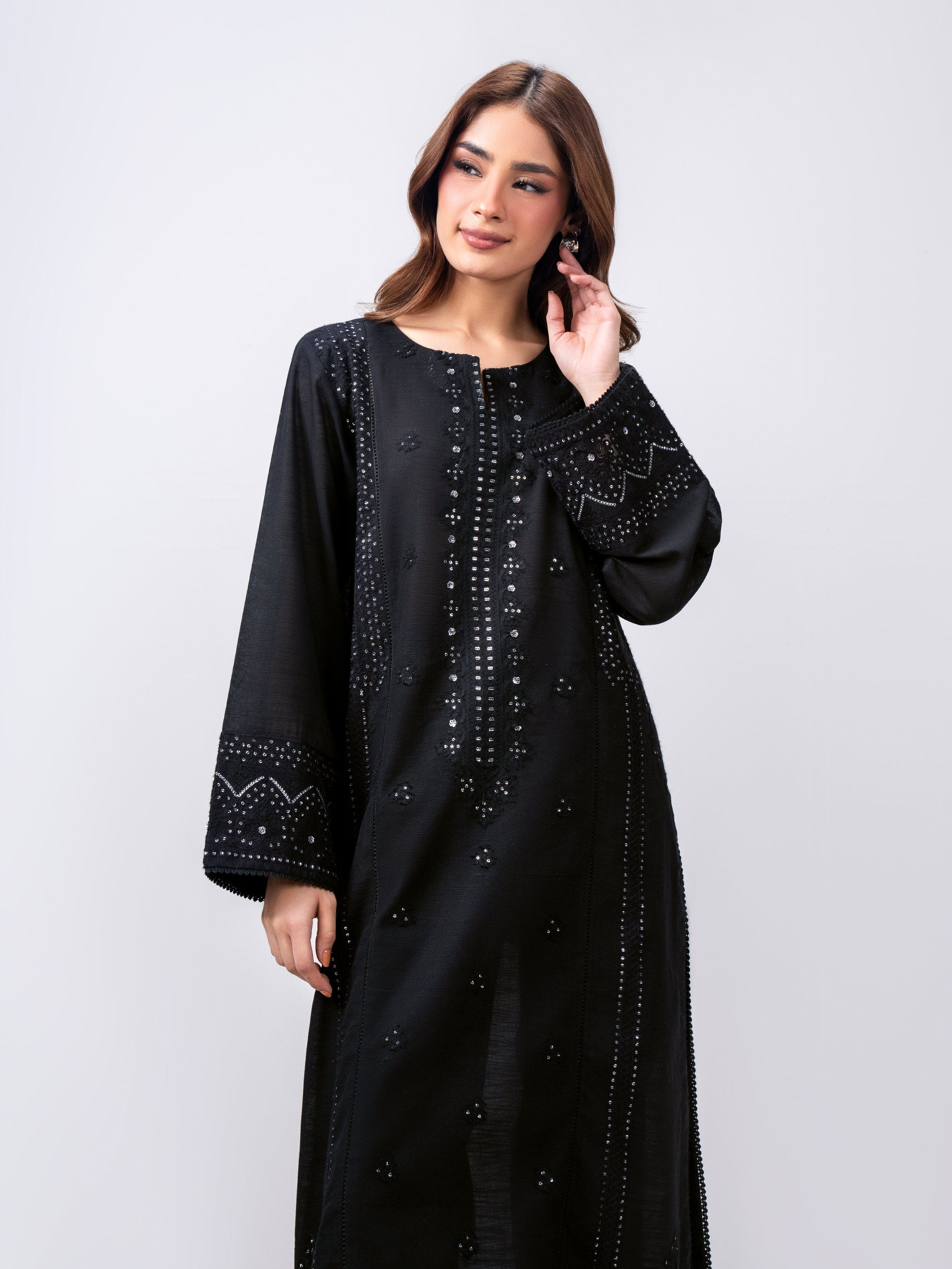 2 Piece Slub Khaddar Suit- Embroidered (Pret)