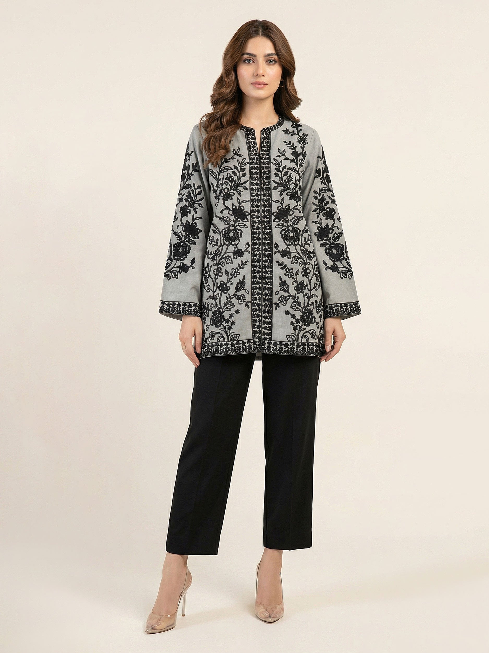 Yarn-Dyed Embroidered Kurti (Pret)
