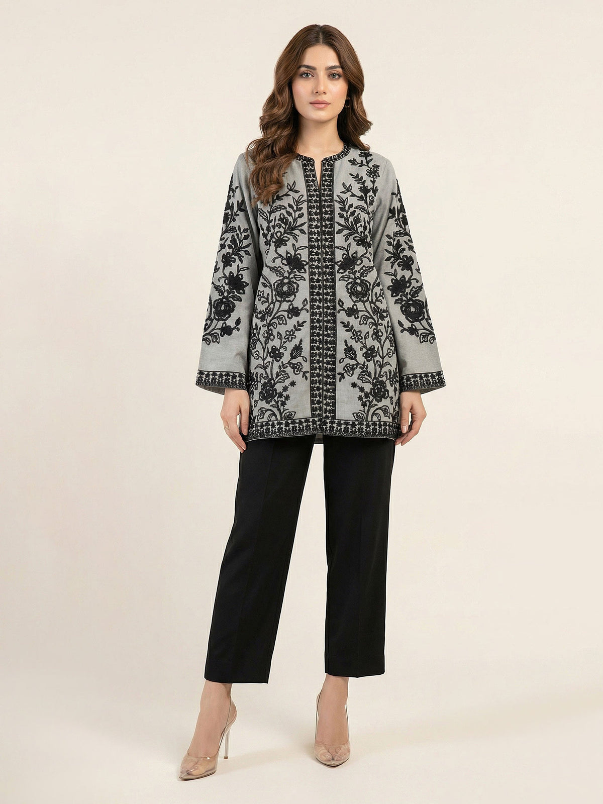 Yarn-Dyed Embroidered Kurti (Pret)