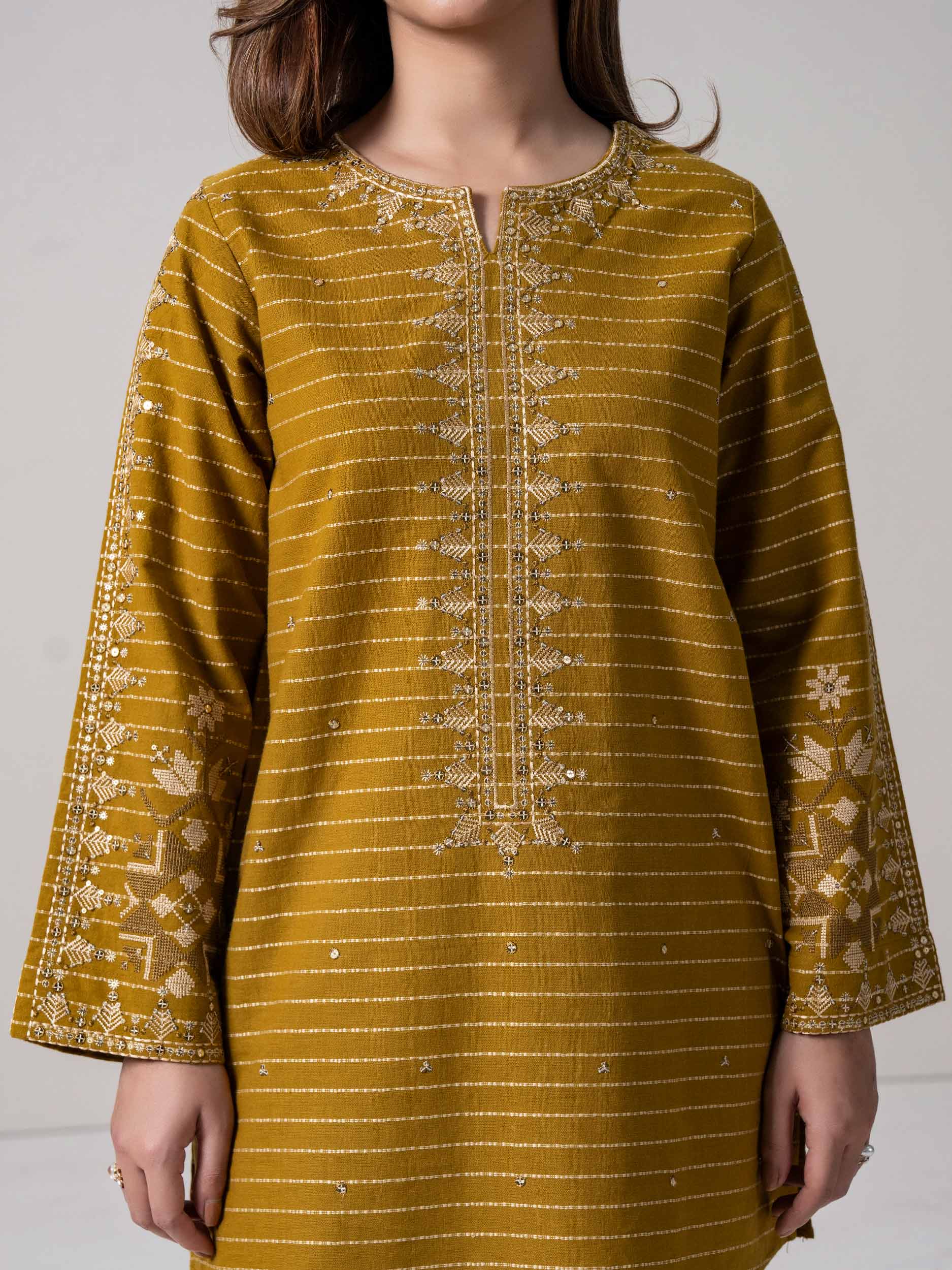 2 Piece Yarn Dyed Suit-  Embroidered (Pret)