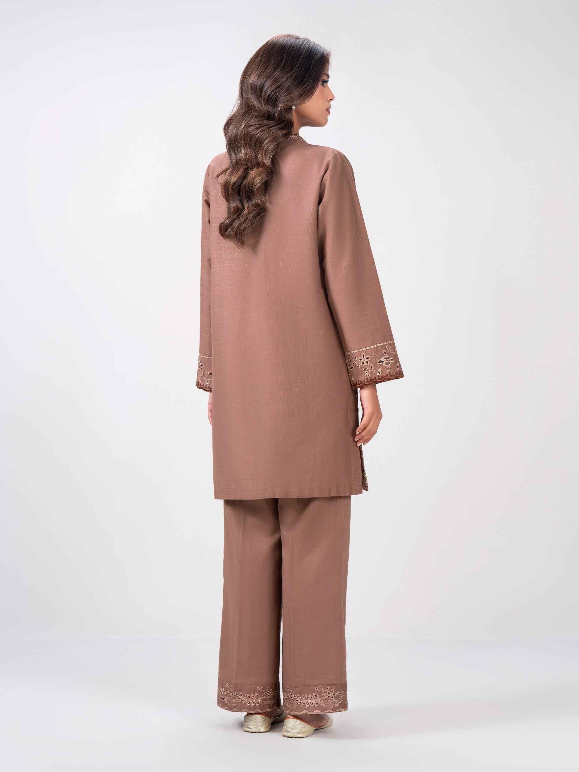 2 Piece Slub Khaddar Suit- Embroidered (Pret)