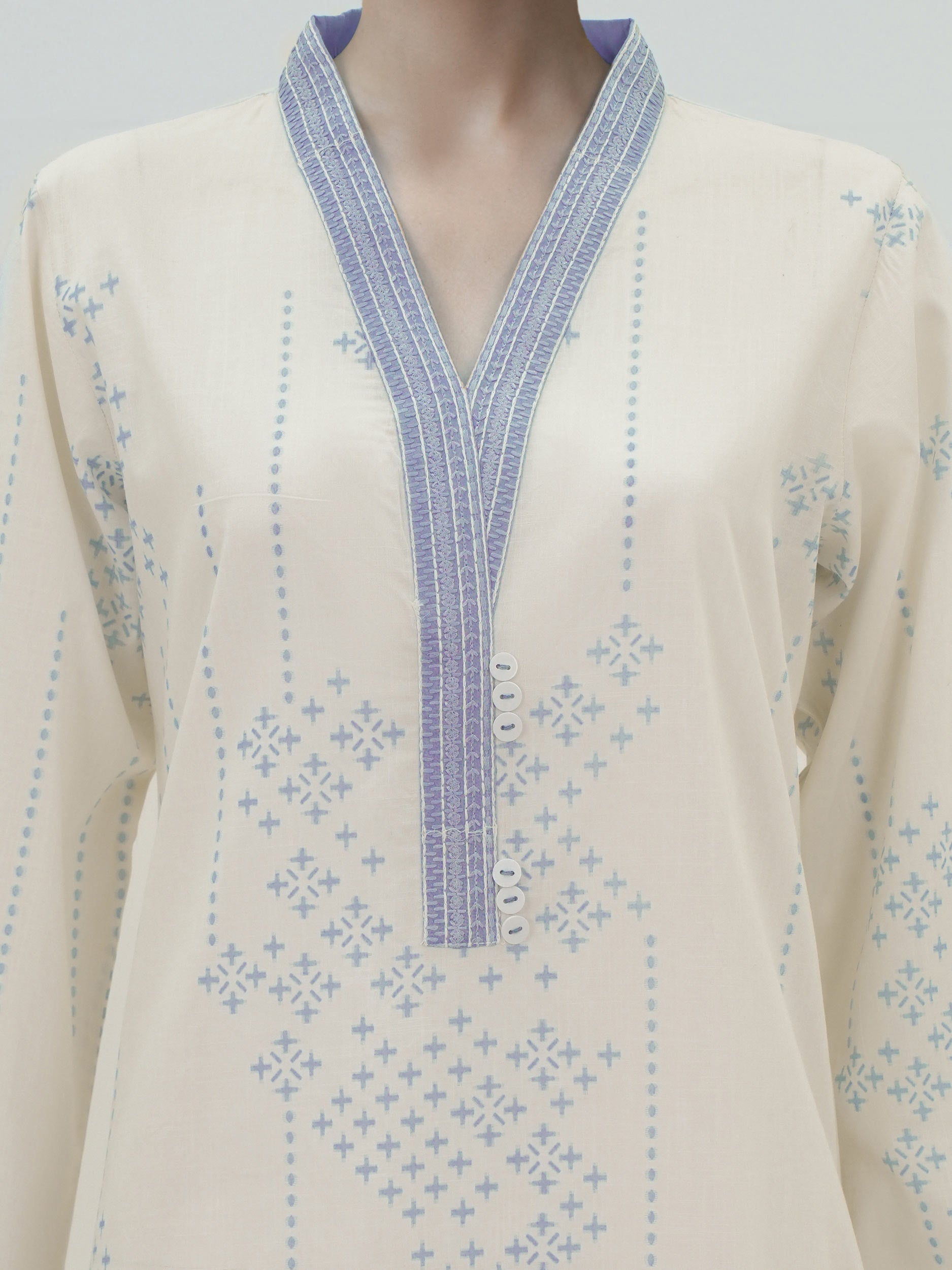 3 Piece Lawn Slub Suit- Embroidered (Pret)