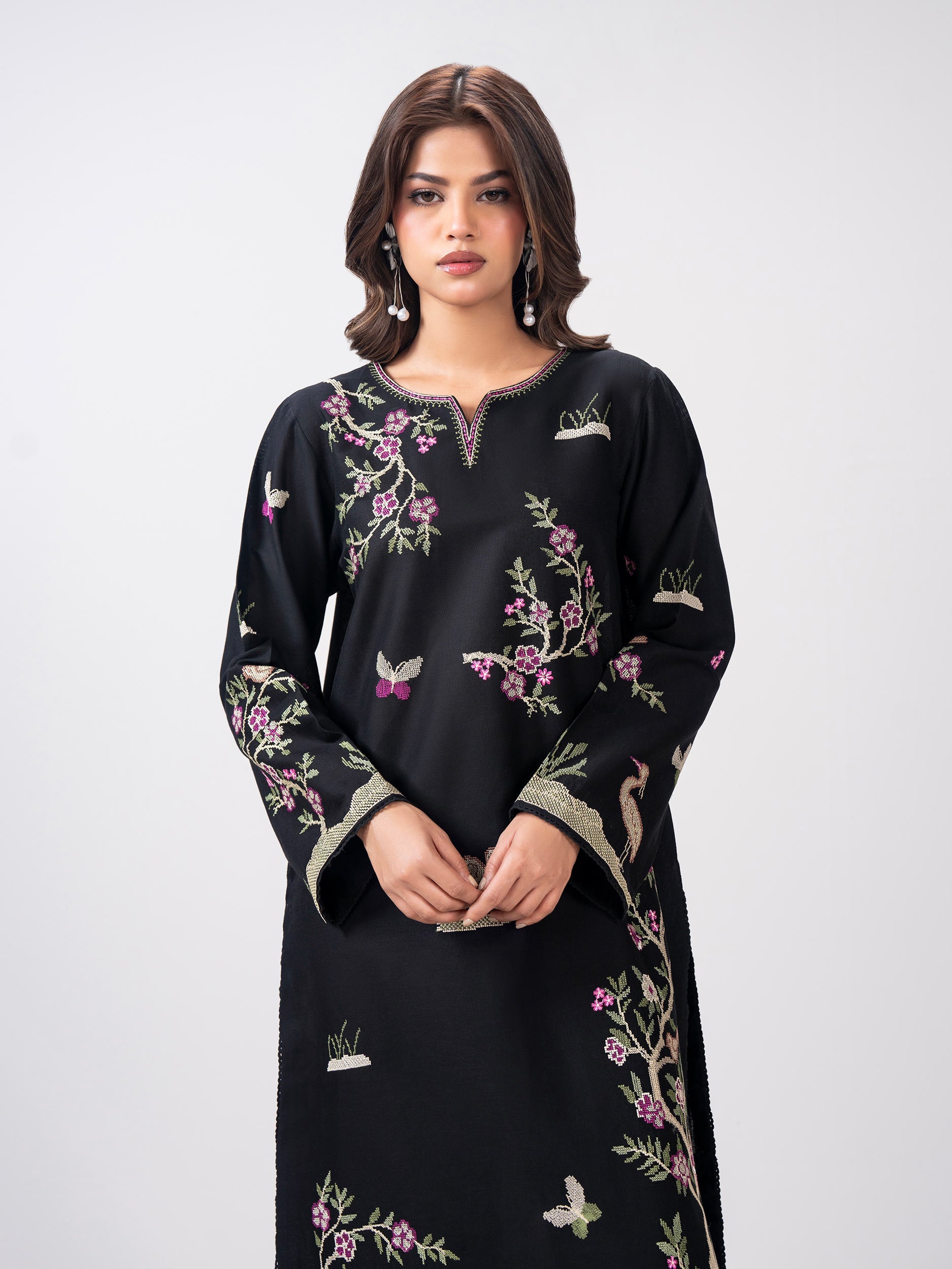 Khaddar Shirt- Embroidered Pret