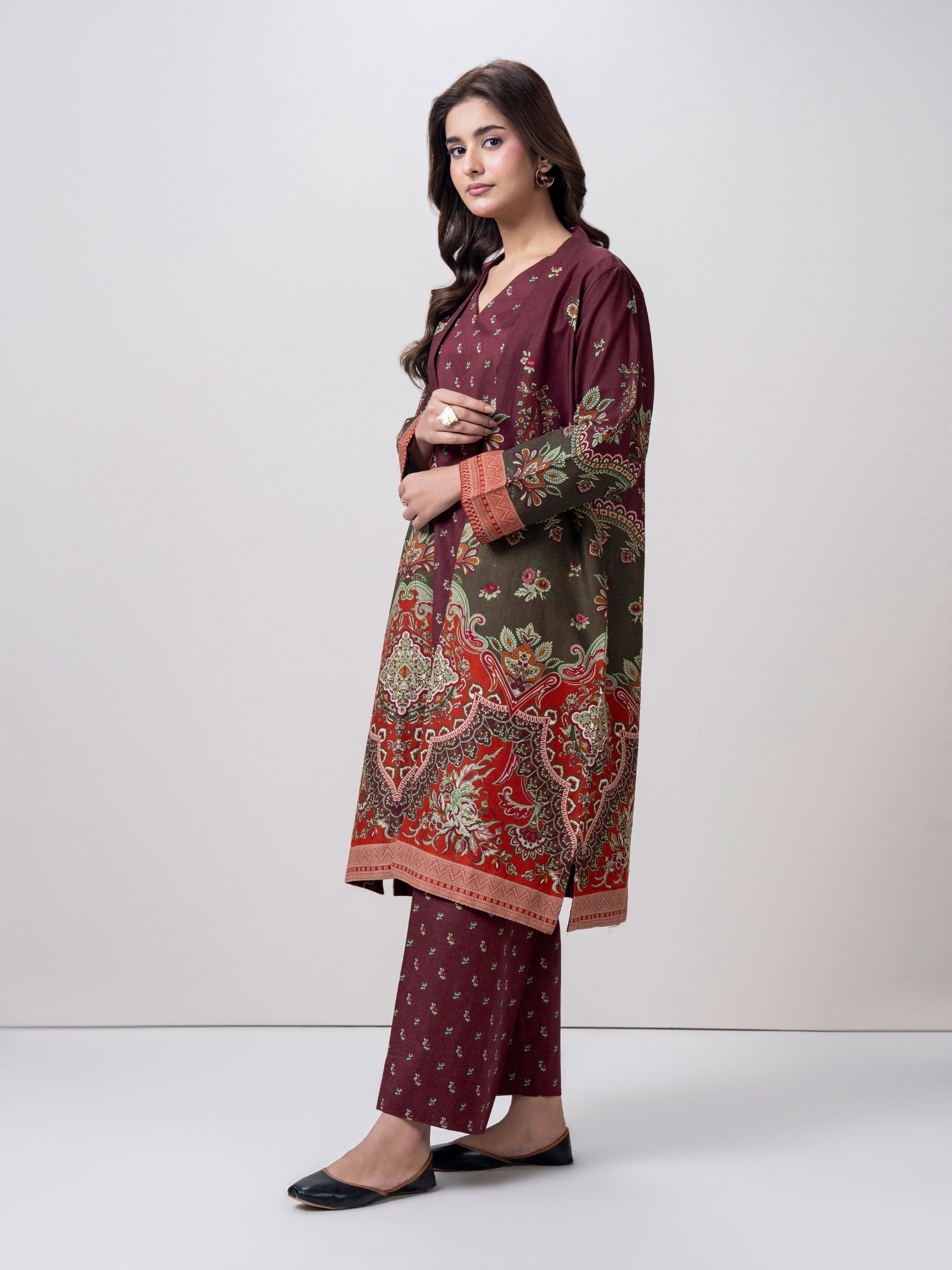 2 Piece Cardigan Khaddar Suit (Pret)