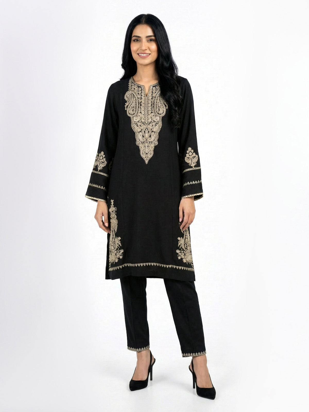 2 Piece Linen Suit- Embroidered (Pret)