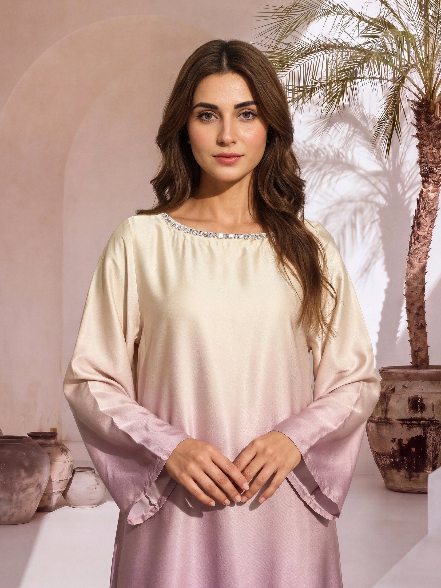 3 Piece Silk Suit- Embellished (Pret)