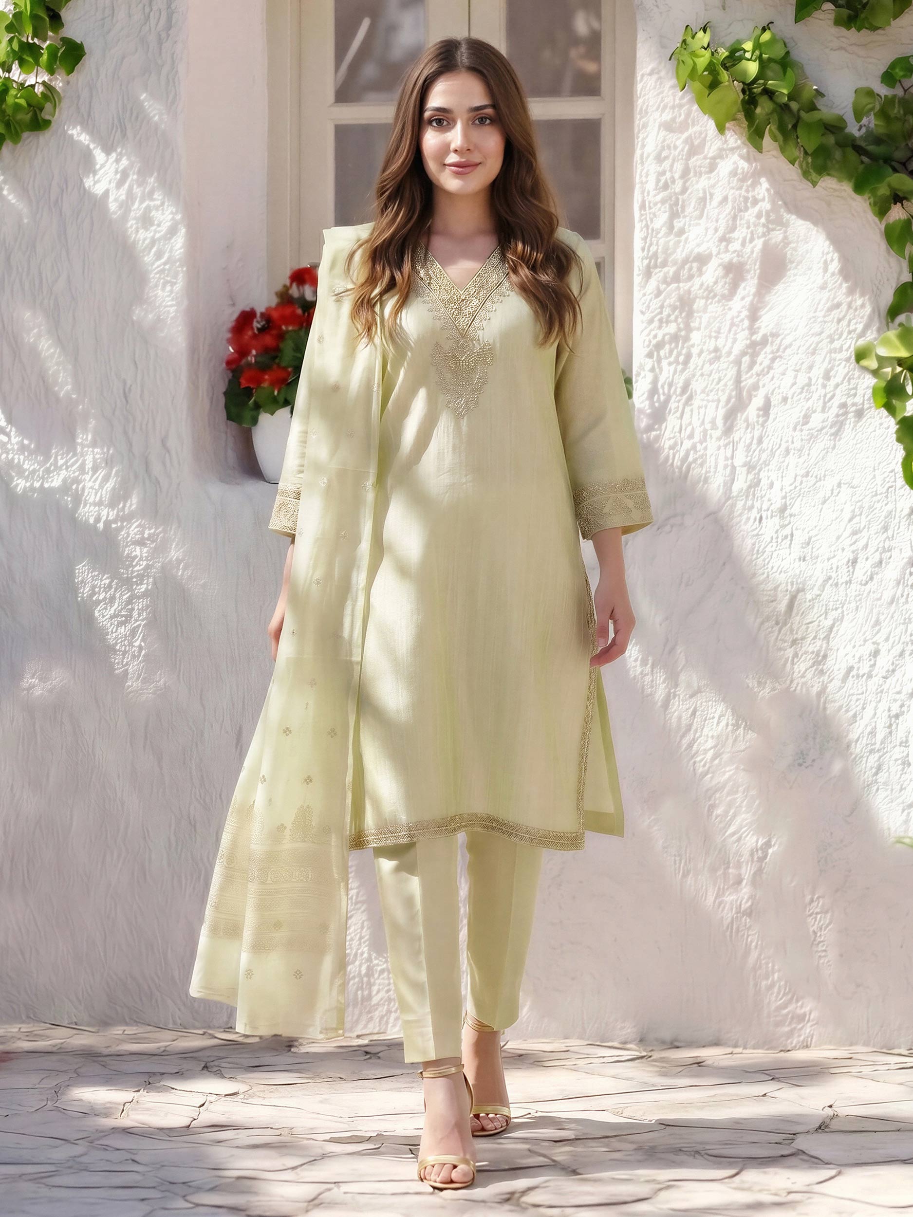 3 Piece Lawn Missouri Suit- Embroidered (Pret)