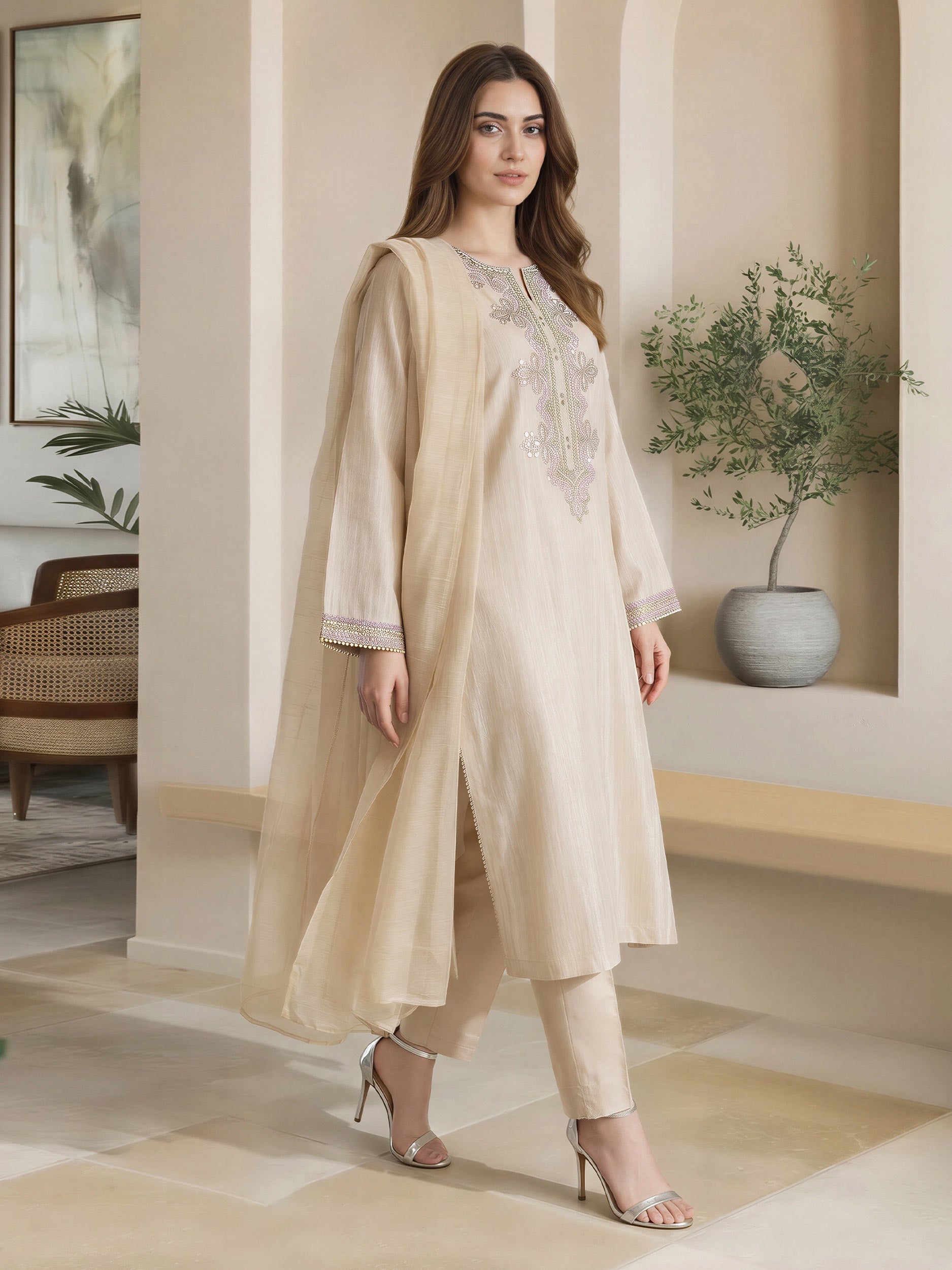 3 Piece Lawn Missouri Suit- Embroidered (Pret)