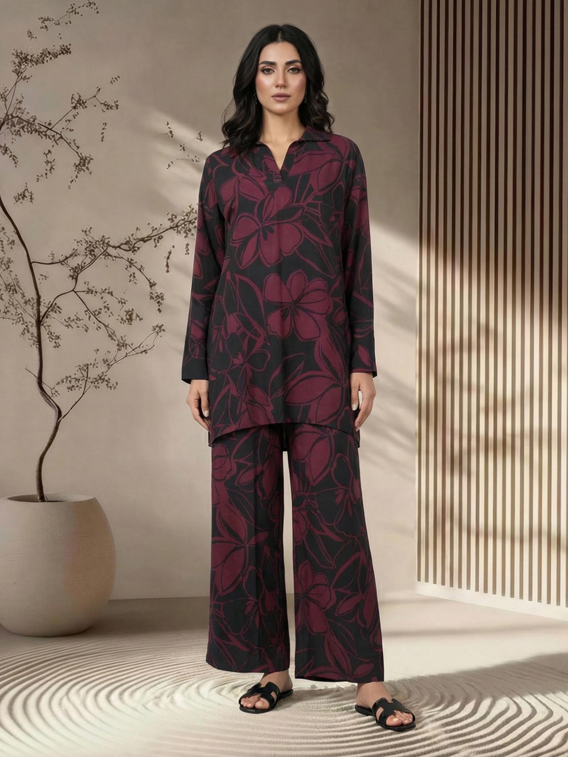 2 Piece Viscose Slub Suit (Pret)