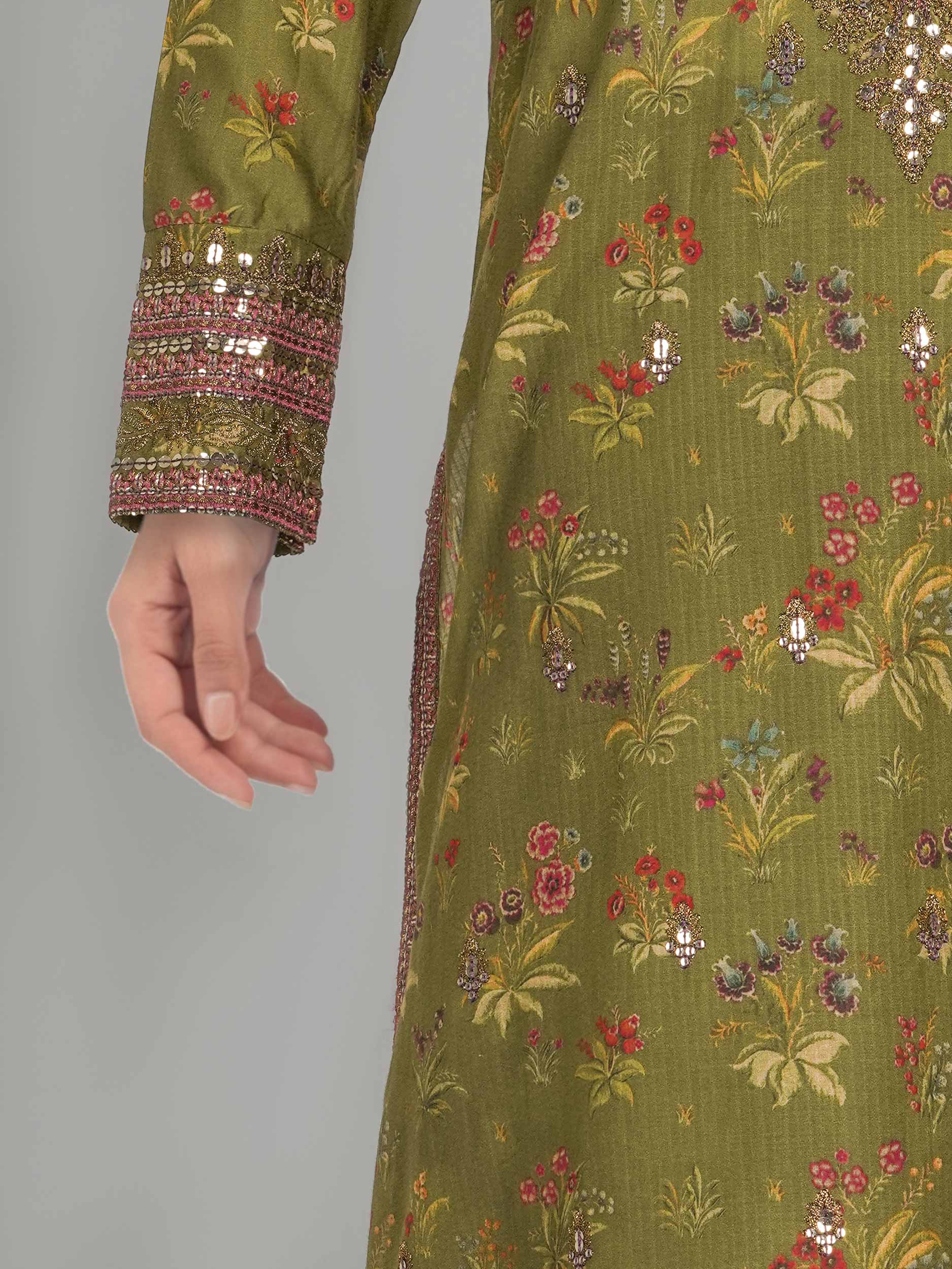 3 Piece Dobby Suit- Embroidered (Pret)
