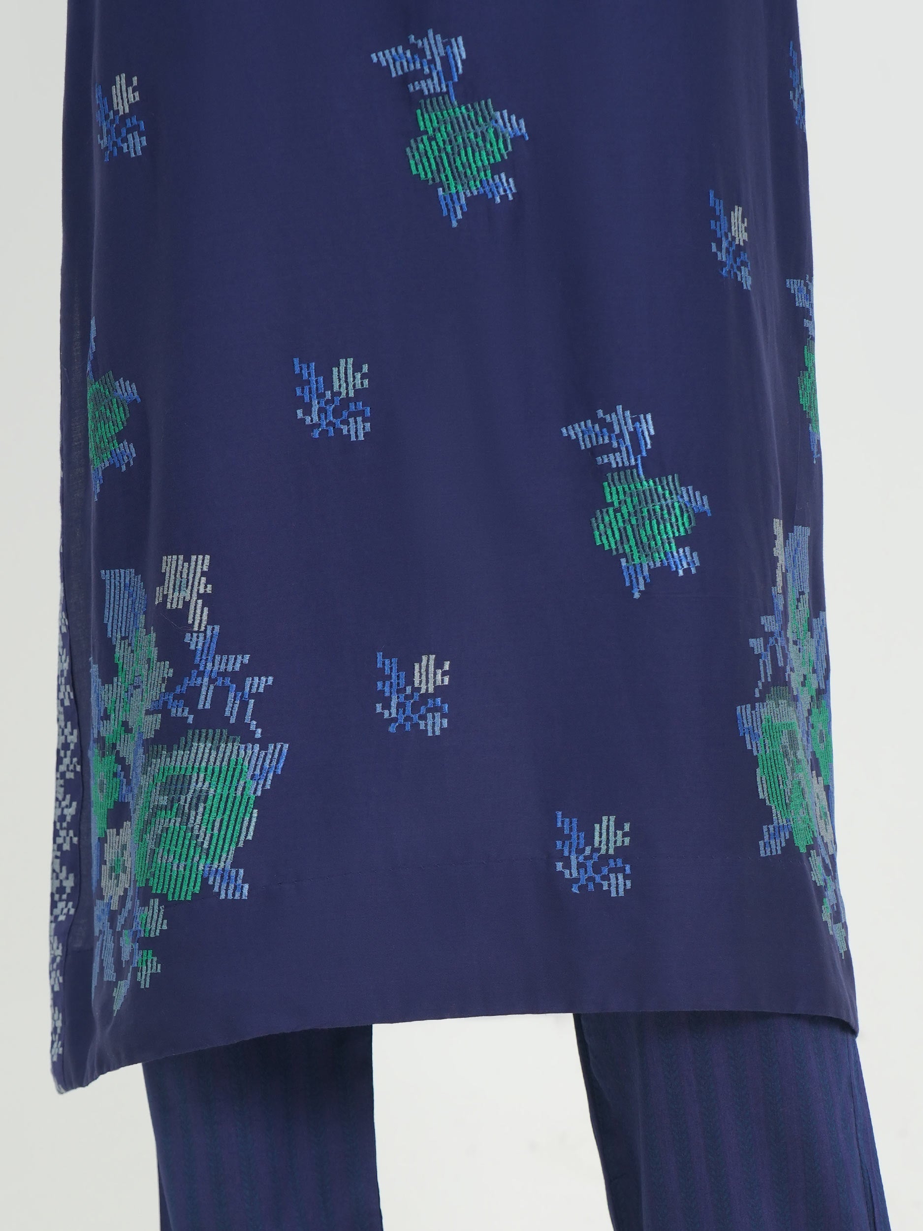 2 Piece Satin Suit- Embroidered (Pret)
