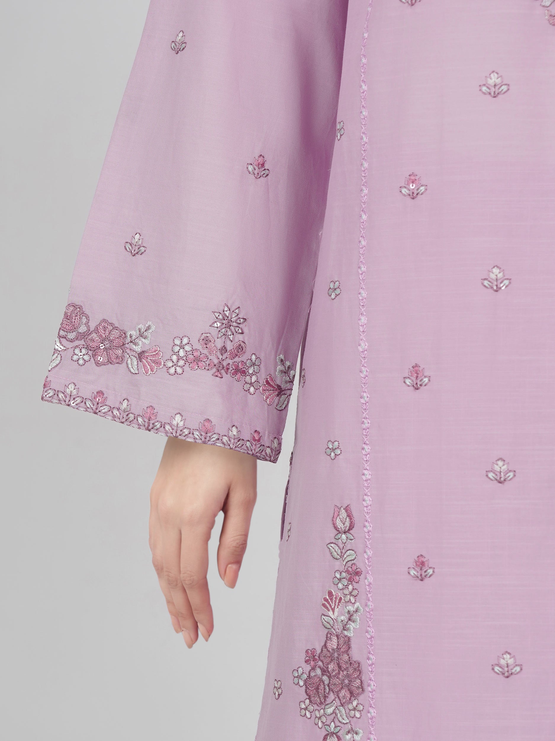 2 Piece Lawn Slub Suit- Embroidered (Pret)