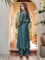 2 Piece Raw Silk Suit- Embroidered (Pret)