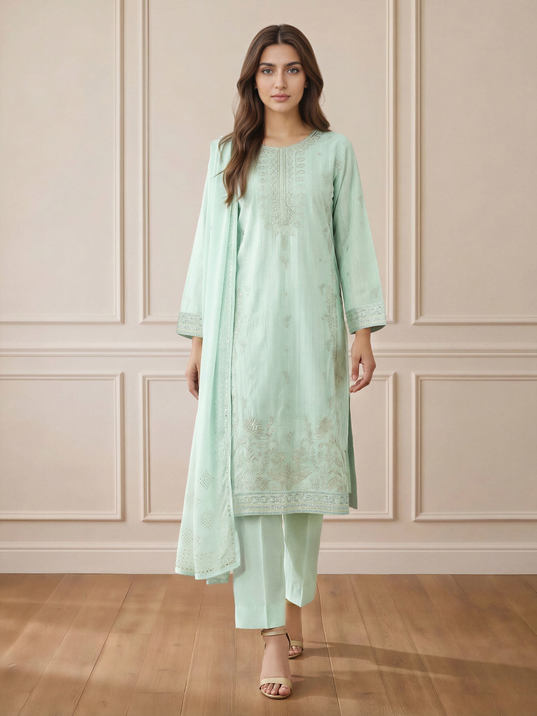 3 Piece Lawn Missouri Suit- Embroidered (Pret)