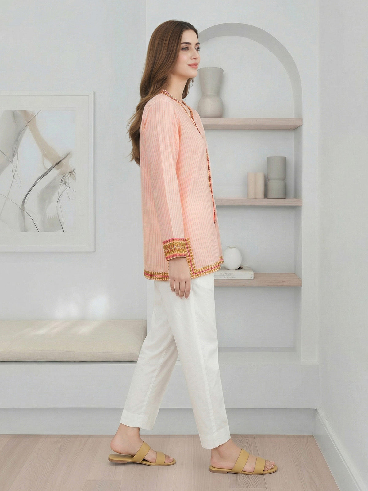 Yarn Dyed Kurti- Embroidered (Pret)