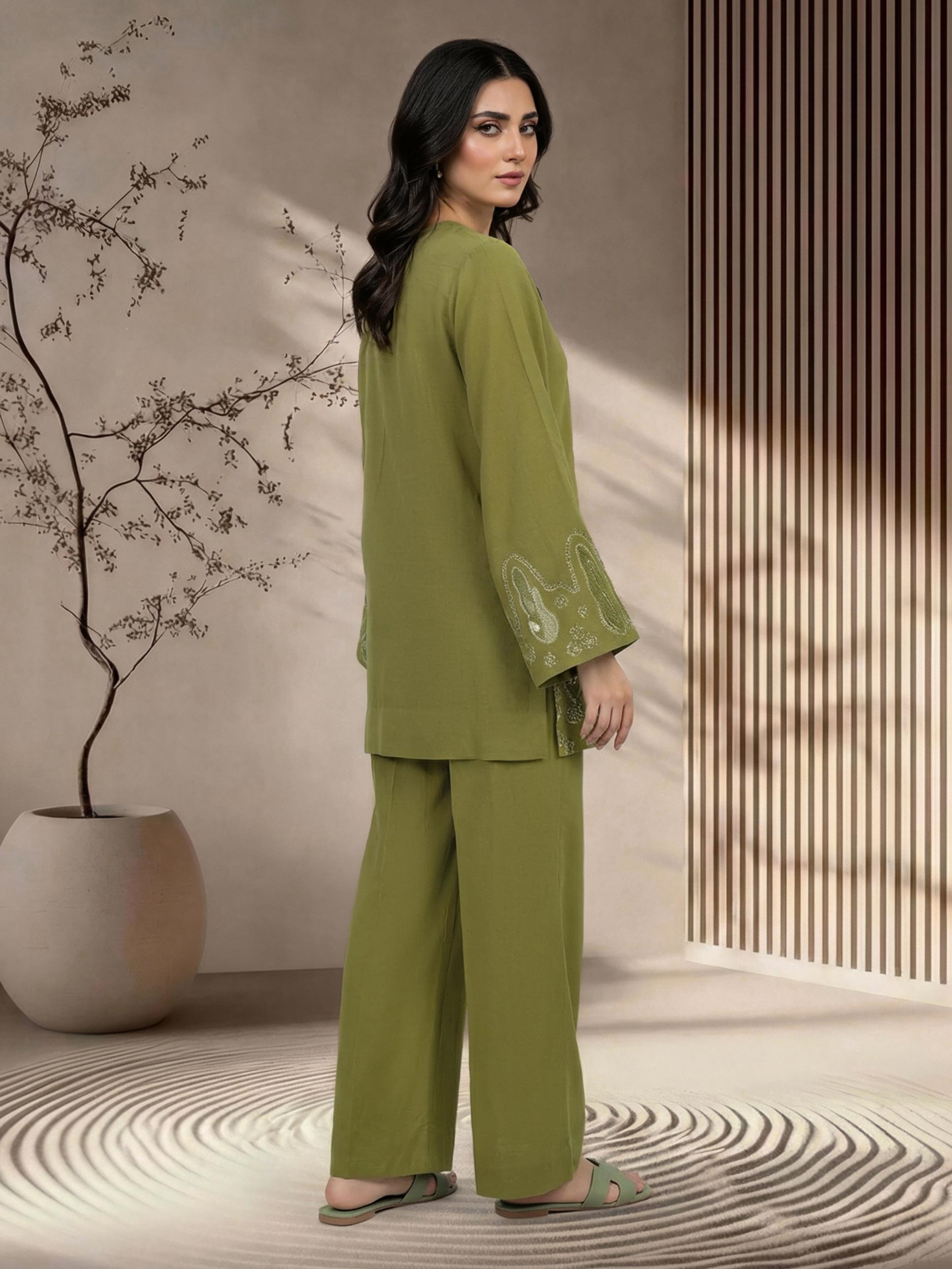 2 Piece Crepe Suit- Embroidered (Pret)