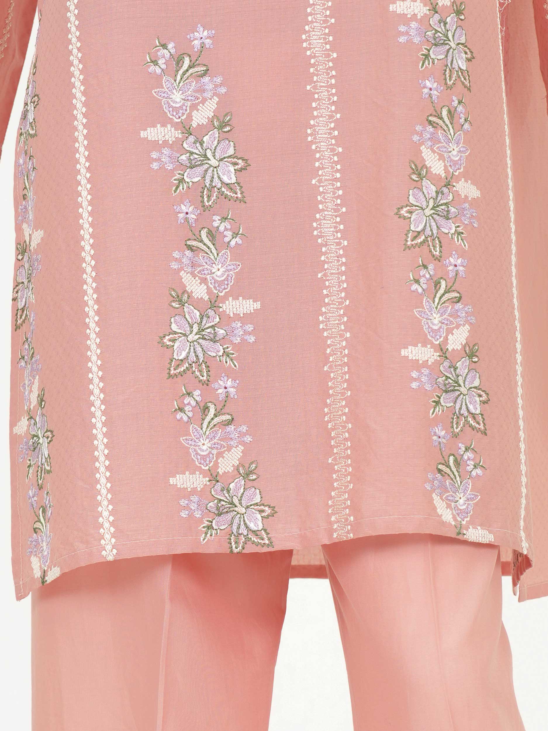 3 Piece Dobby Suit- Embroidered (Pret)