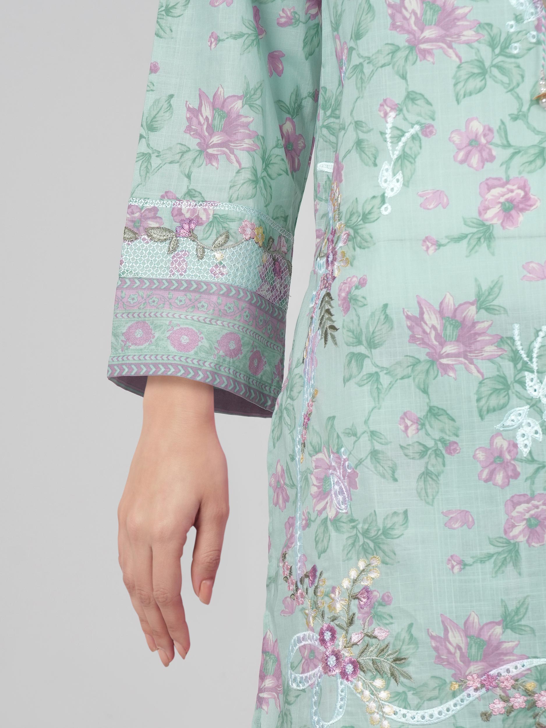 2 Piece Lawn Slub Suit- Embroidered (Pret)