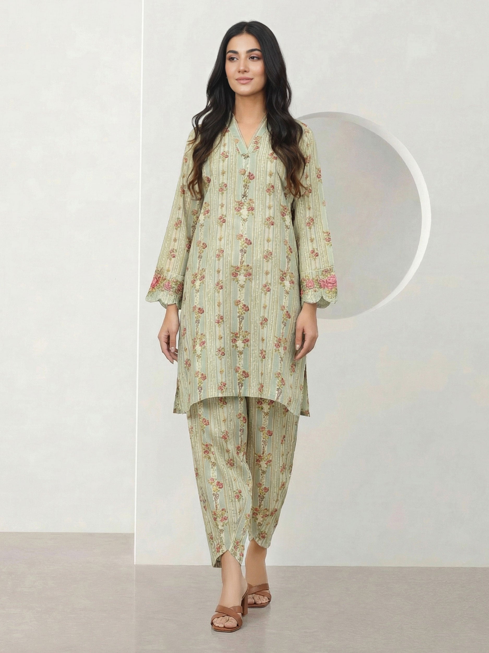 2 Piece Viscose Suit- Embroidered (Pret)