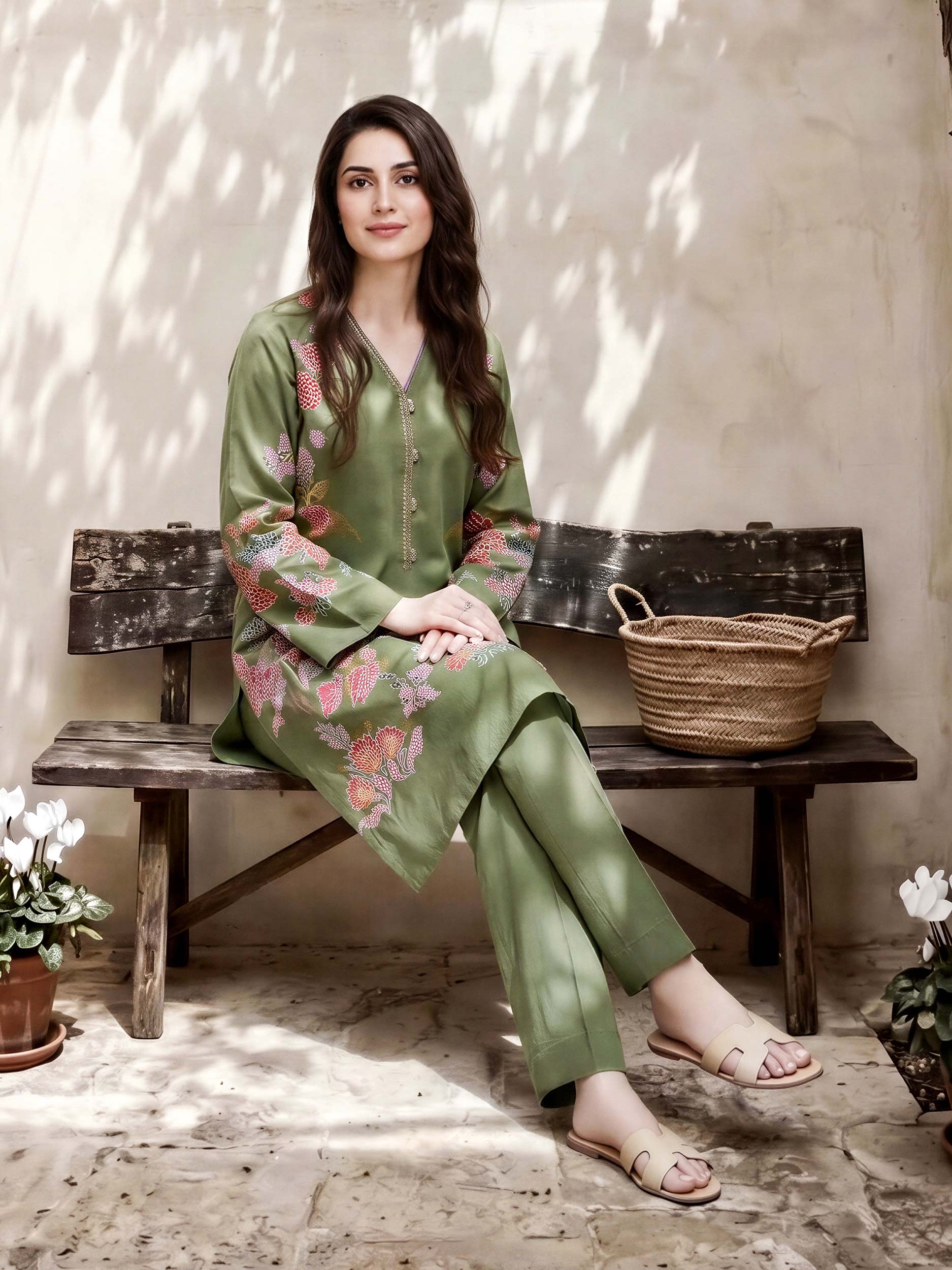 2 Piece Lawn Slub Suit (Pret)