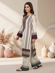 2 Piece Lawn Slub Suit- Embroidered (Pret)