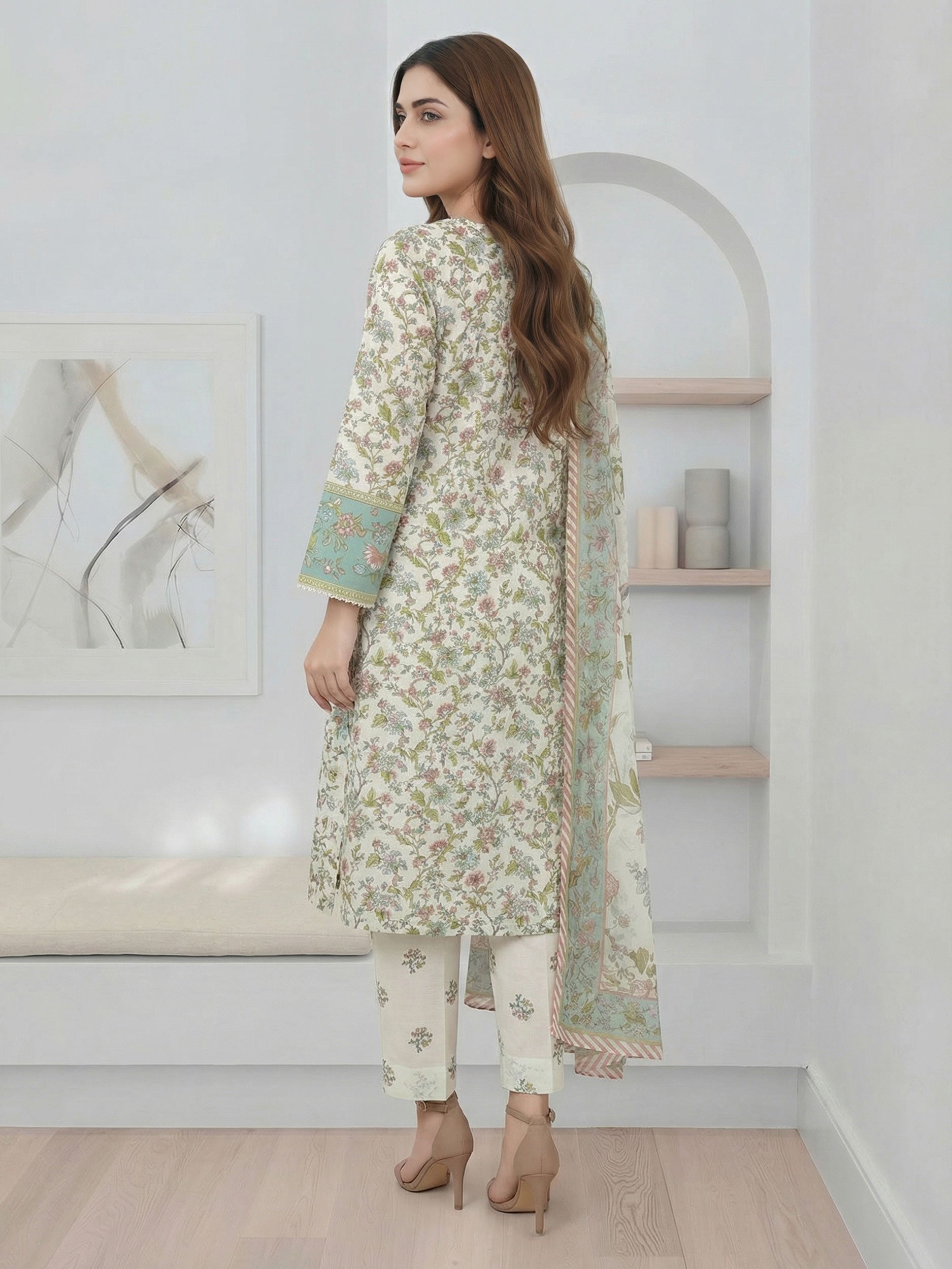 3 Piece Lawn Suit- Embroidered (Pret)