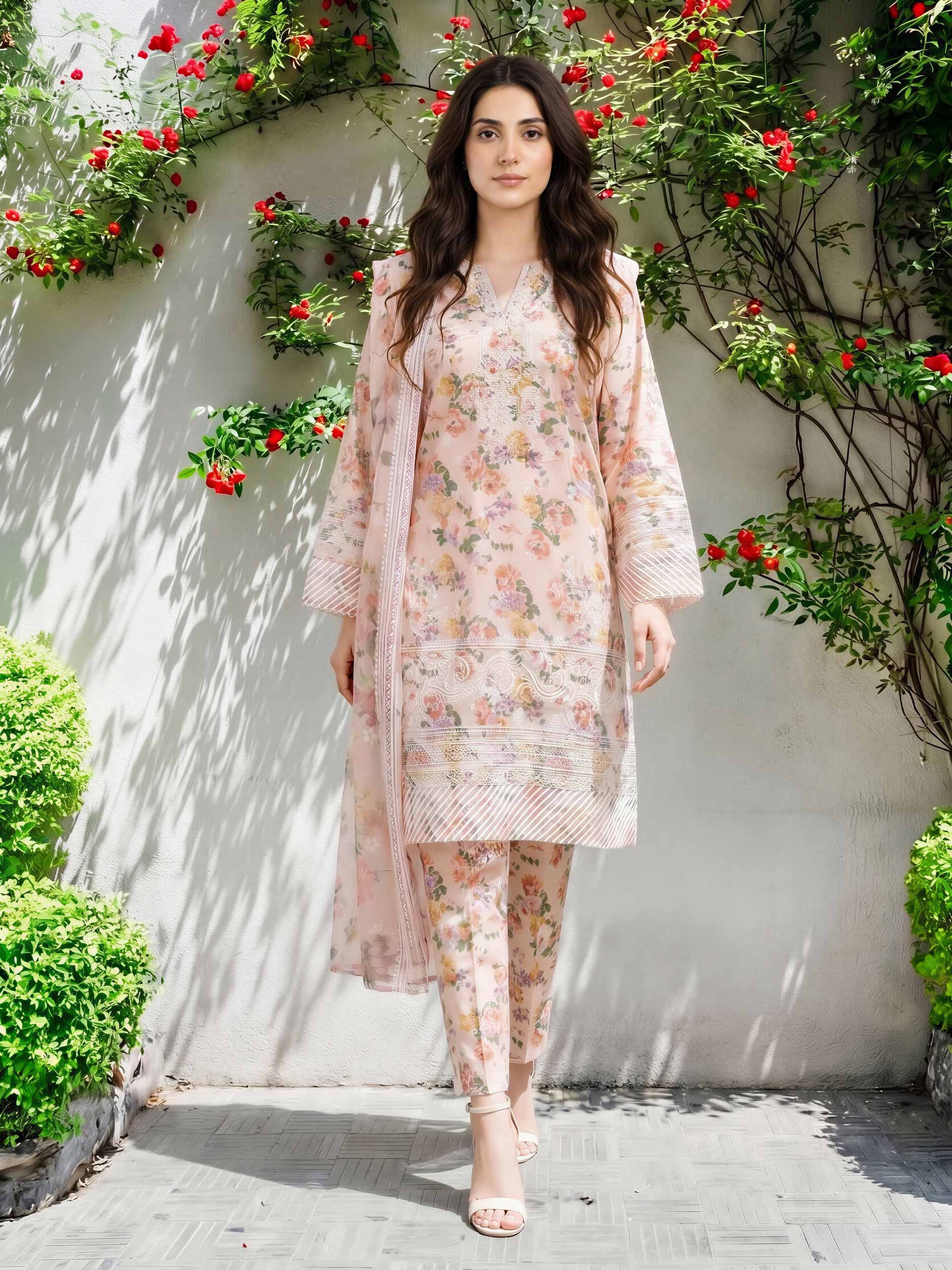 3 Piece Lawn Suit- Embroidered (Pret)