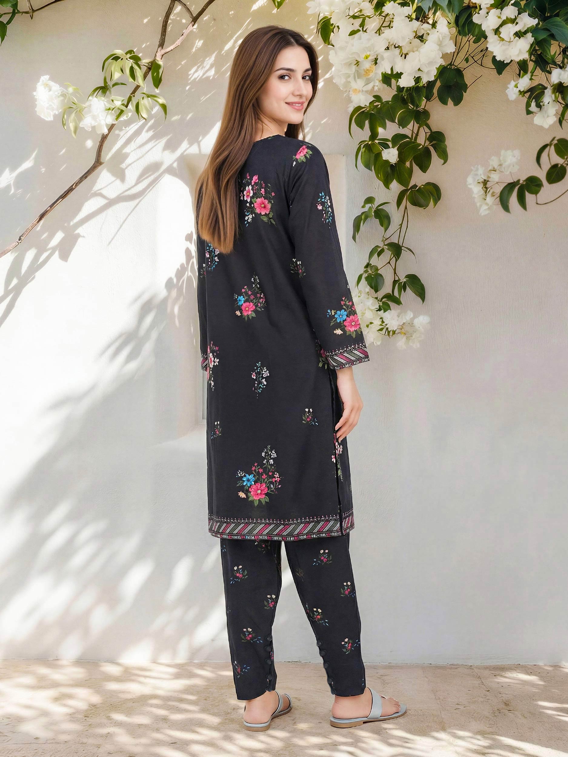 2 Piece Lawn Slub Suit- Embroidered (Pret)