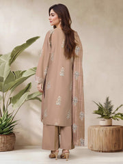 3 Piece Lawn Slub Suit- Embroidered (Pret)