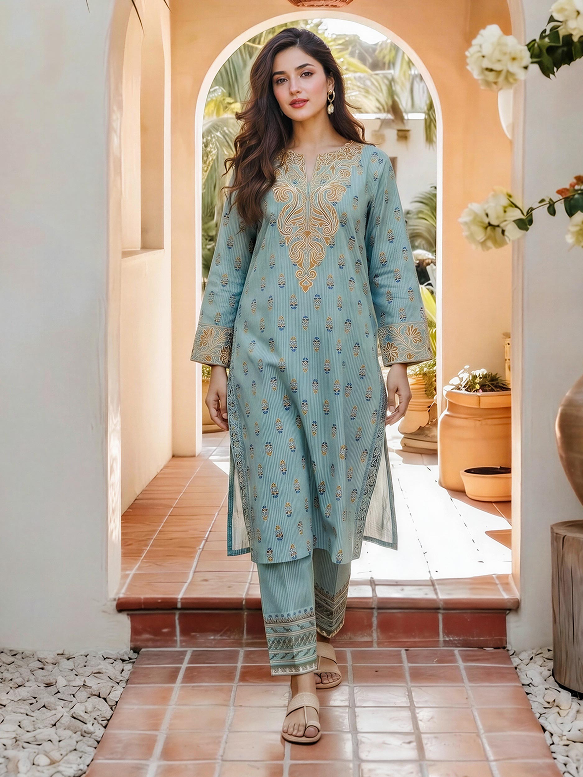 2 Piece Lawn Suit- Embroidered (Pret)