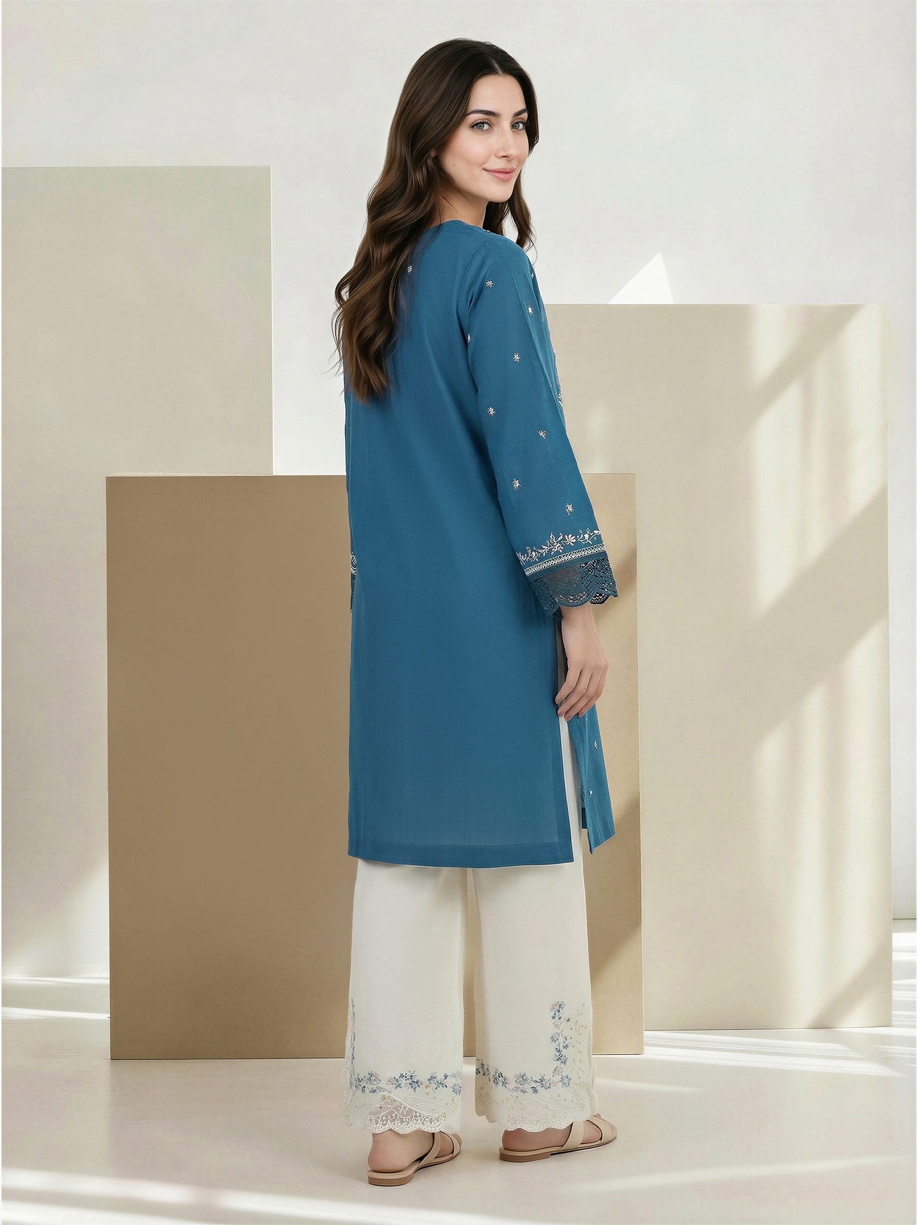 2 Piece Lawn Slub Suit- Embroidered (Pret)