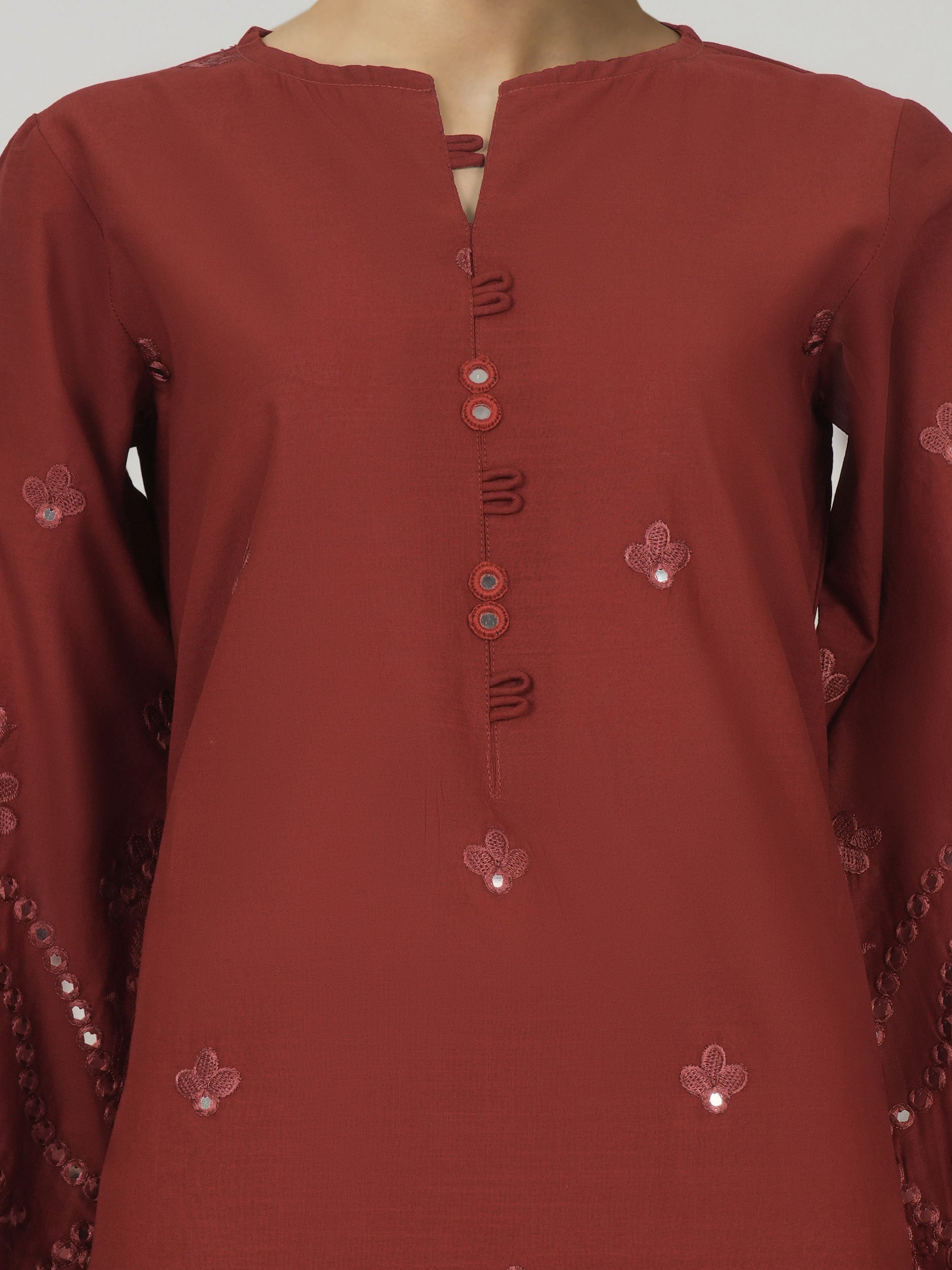 2 Piece Lawn Slub Suit- Embroidered (Pret)