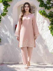 2 Piece Dobby Suit- Embroidered (Pret)