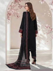 3 Piece Satin Suit- Embroidered (Pret)